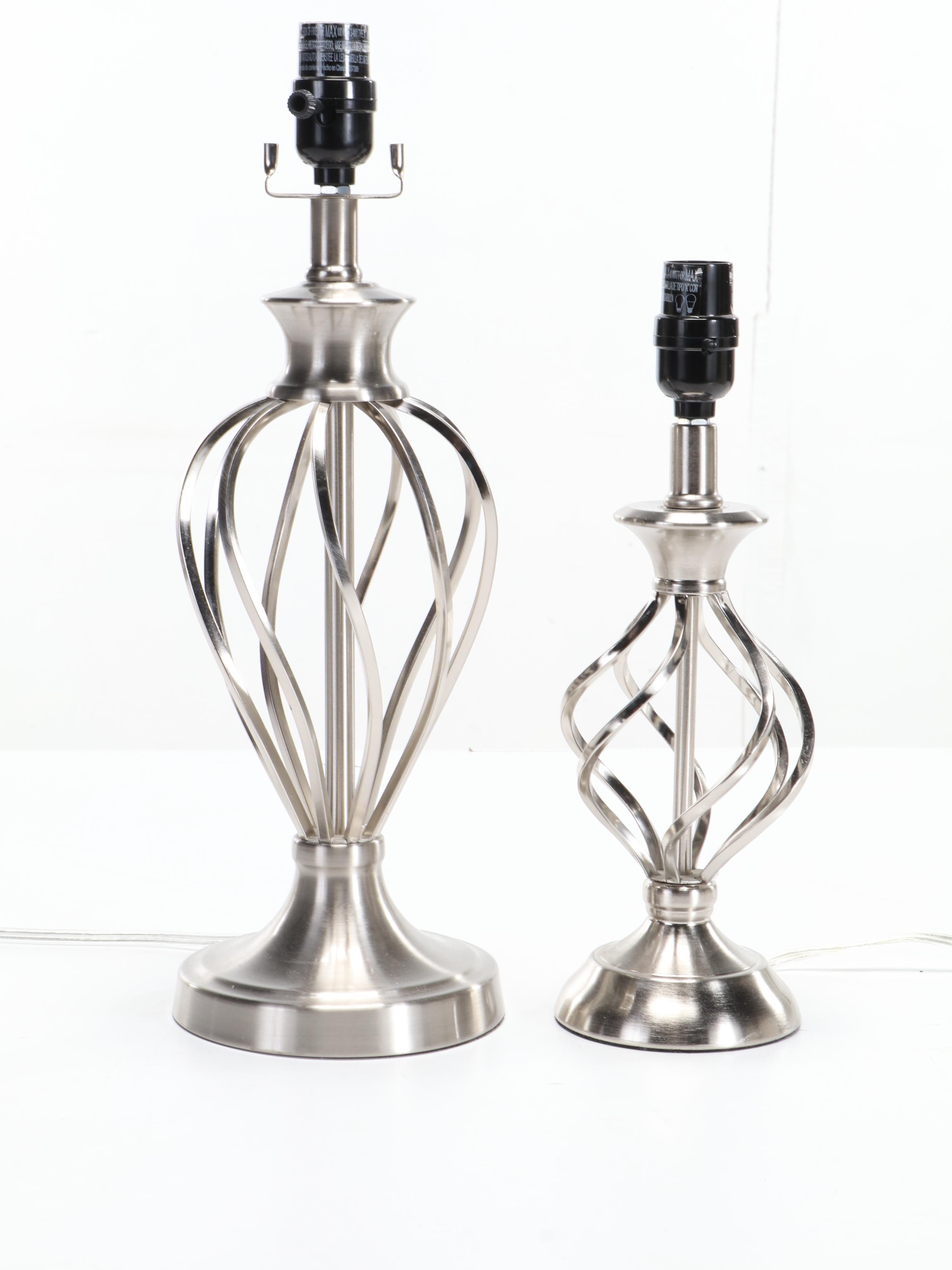 Modern Style Silver Finish Twisted Cage Metal Table Lamps, 2018