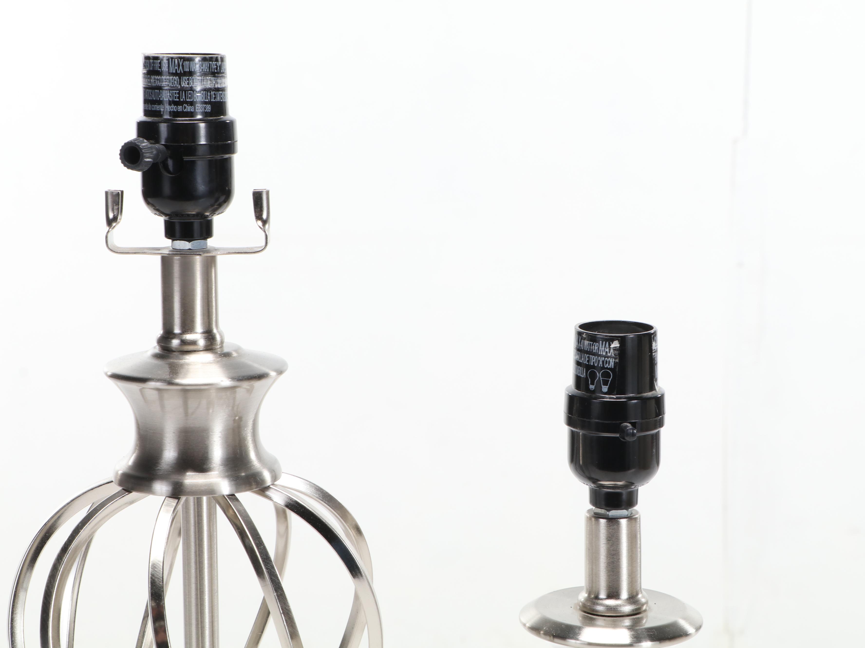 Modern Style Silver Finish Twisted Cage Metal Table Lamps, 2018