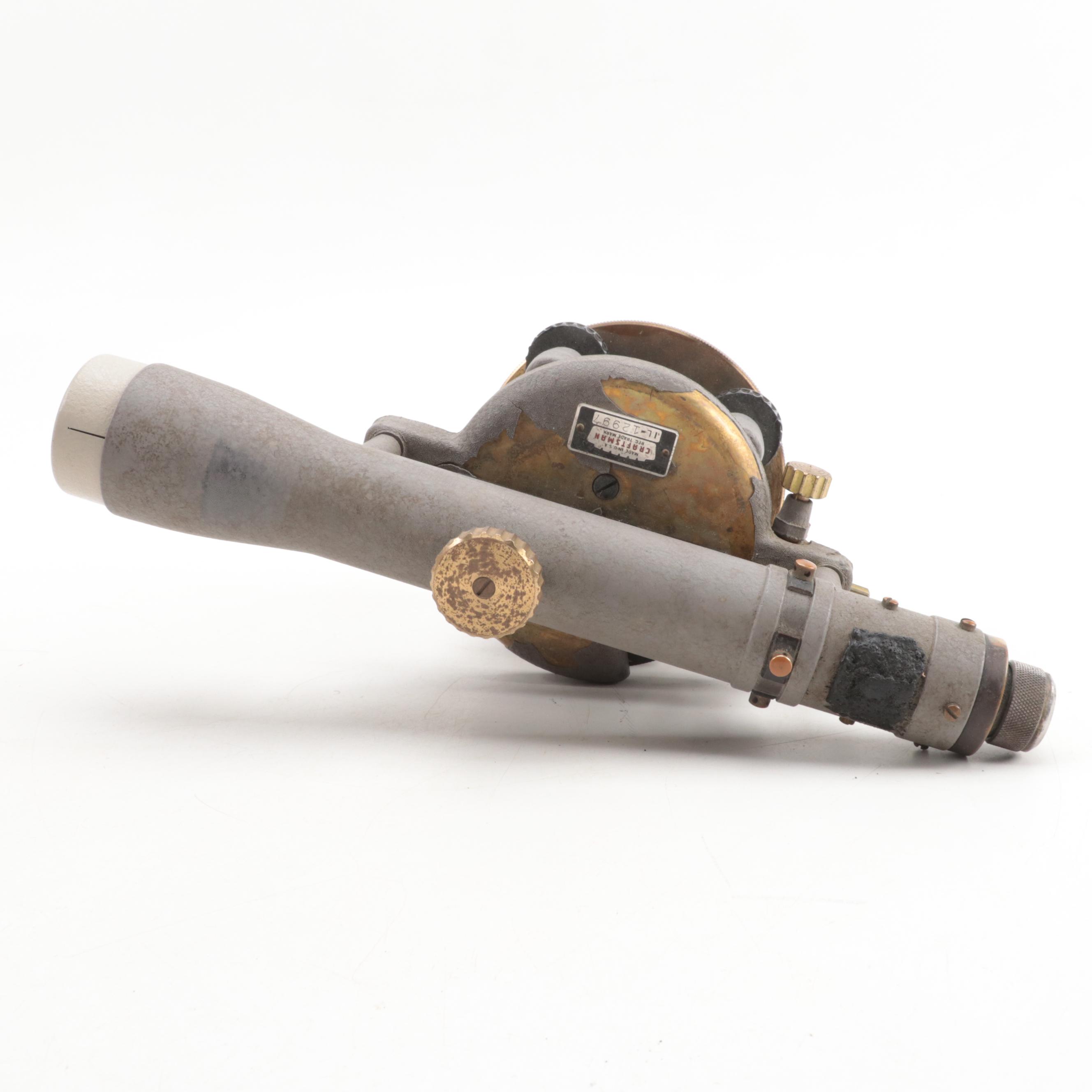 Craftsman Surveyor's Transit Telescope in Case, Mid-20th Century