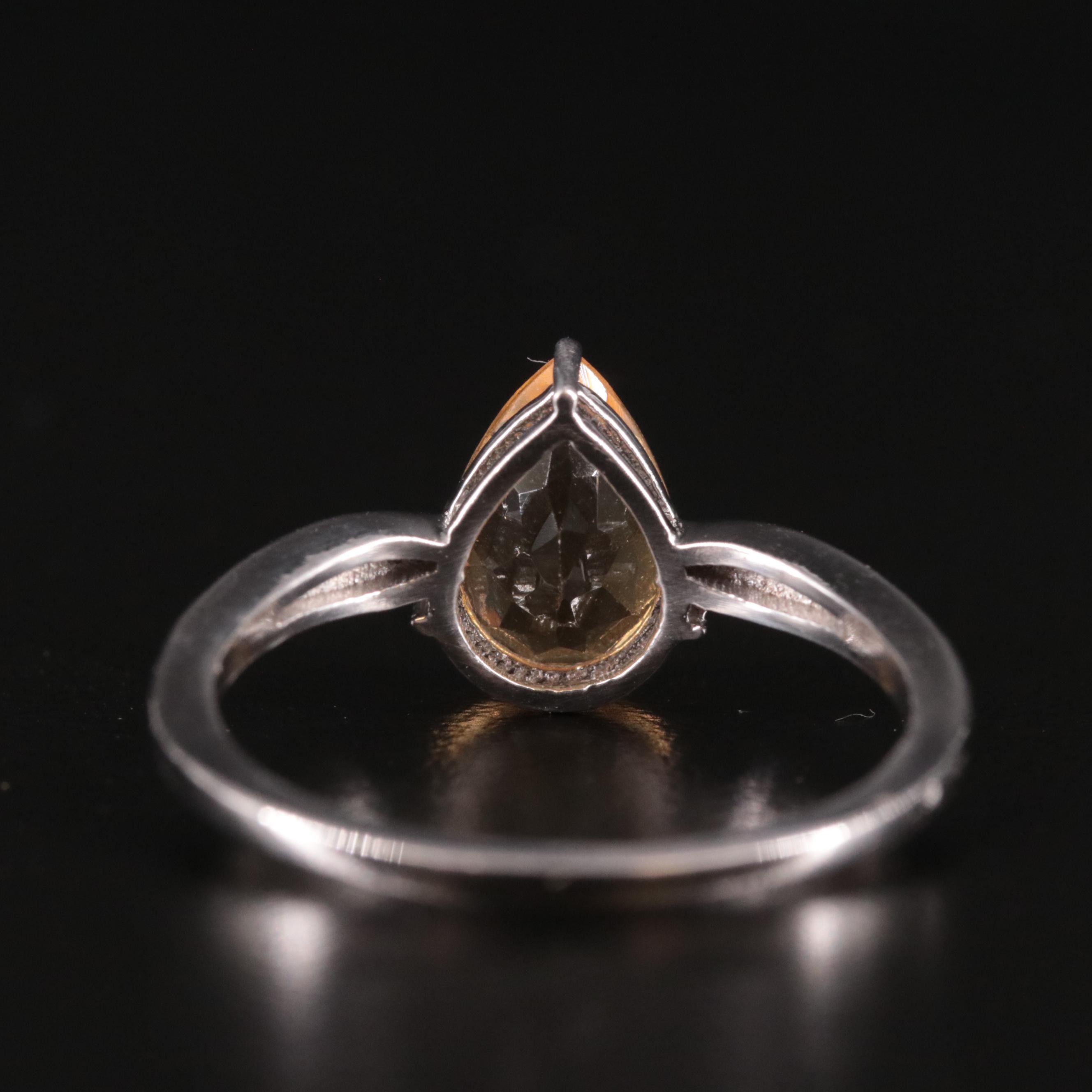 Sterling Citrine and Diamond Ring