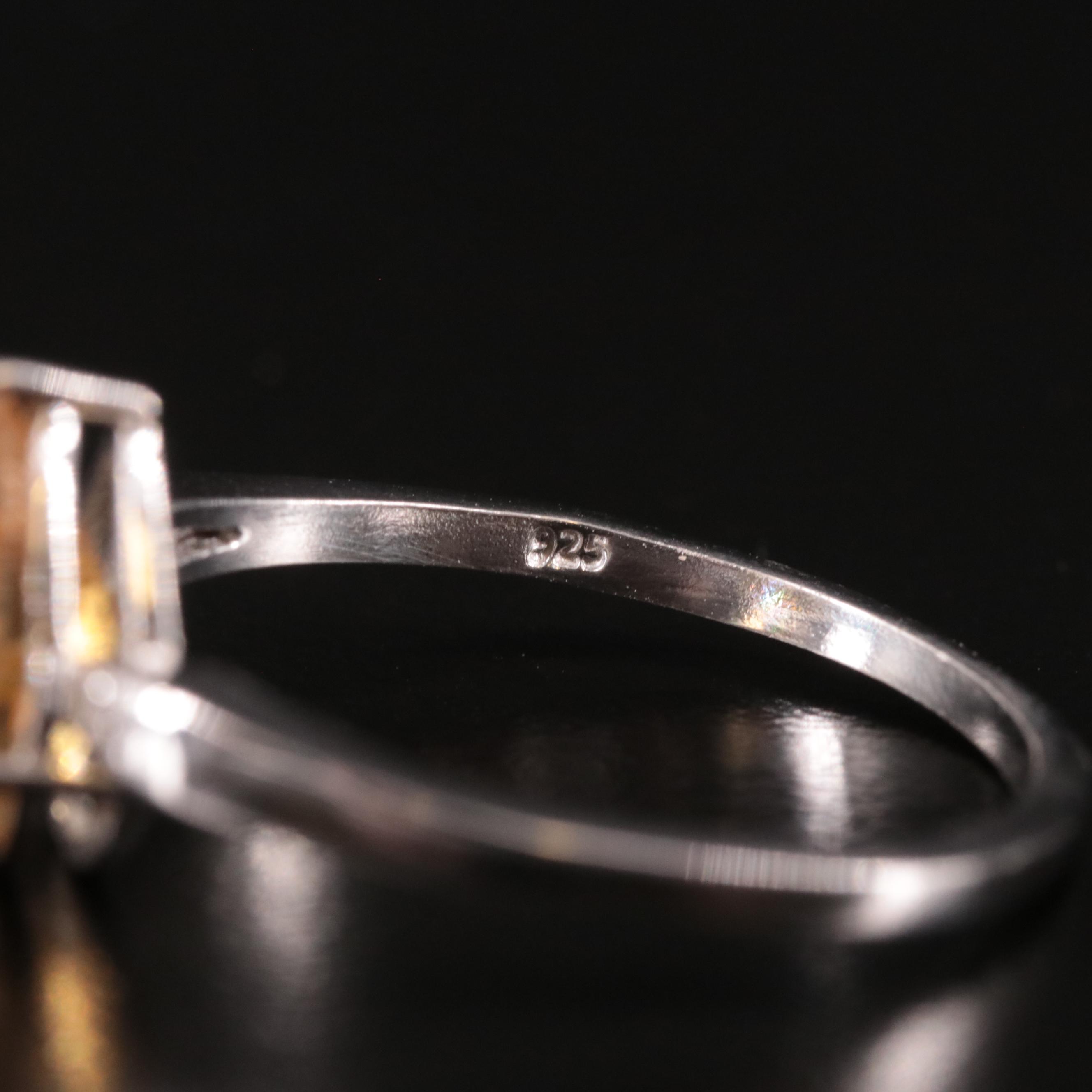 Sterling Citrine and Diamond Ring