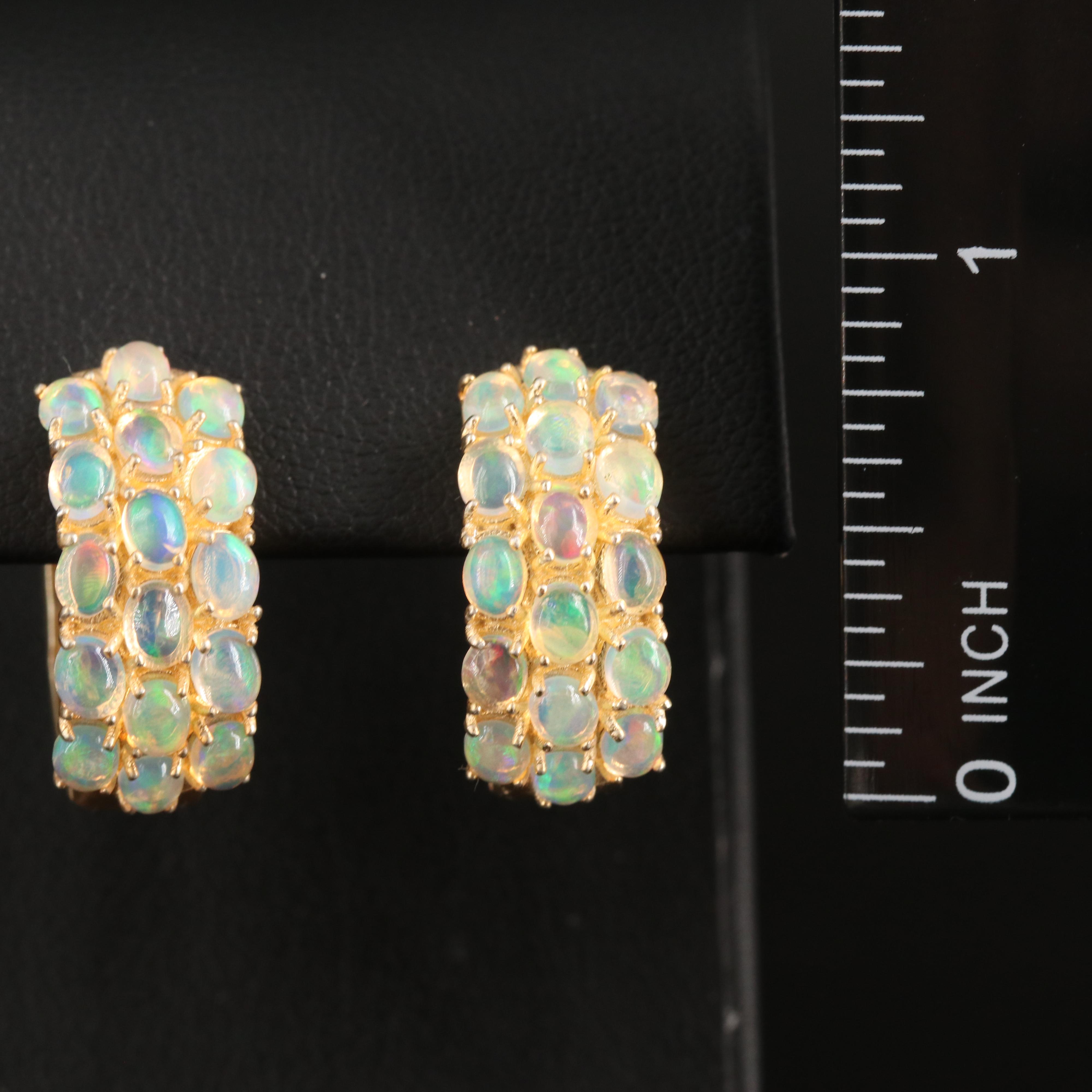 Sterling Opal Hoop Earrings