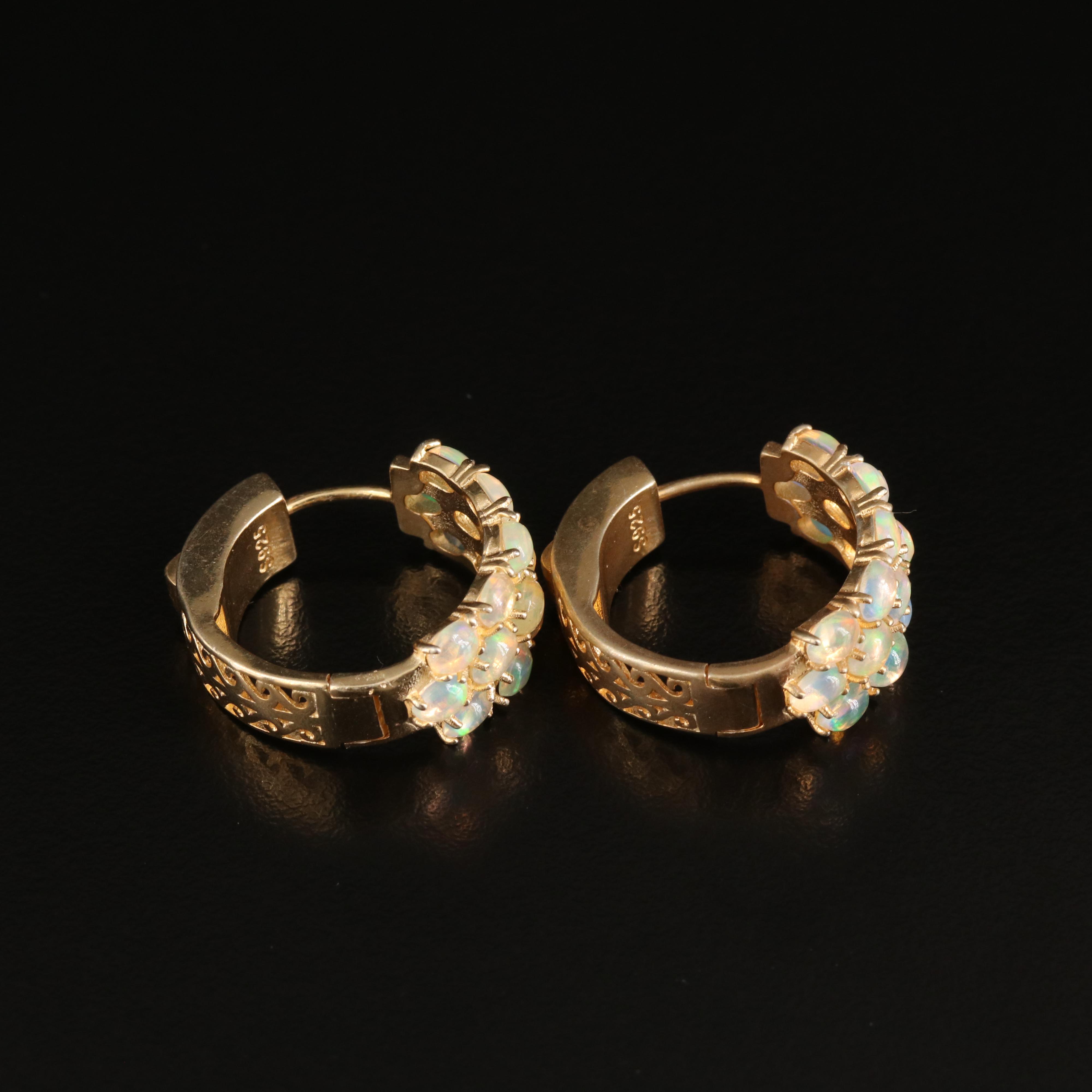 Sterling Opal Hoop Earrings