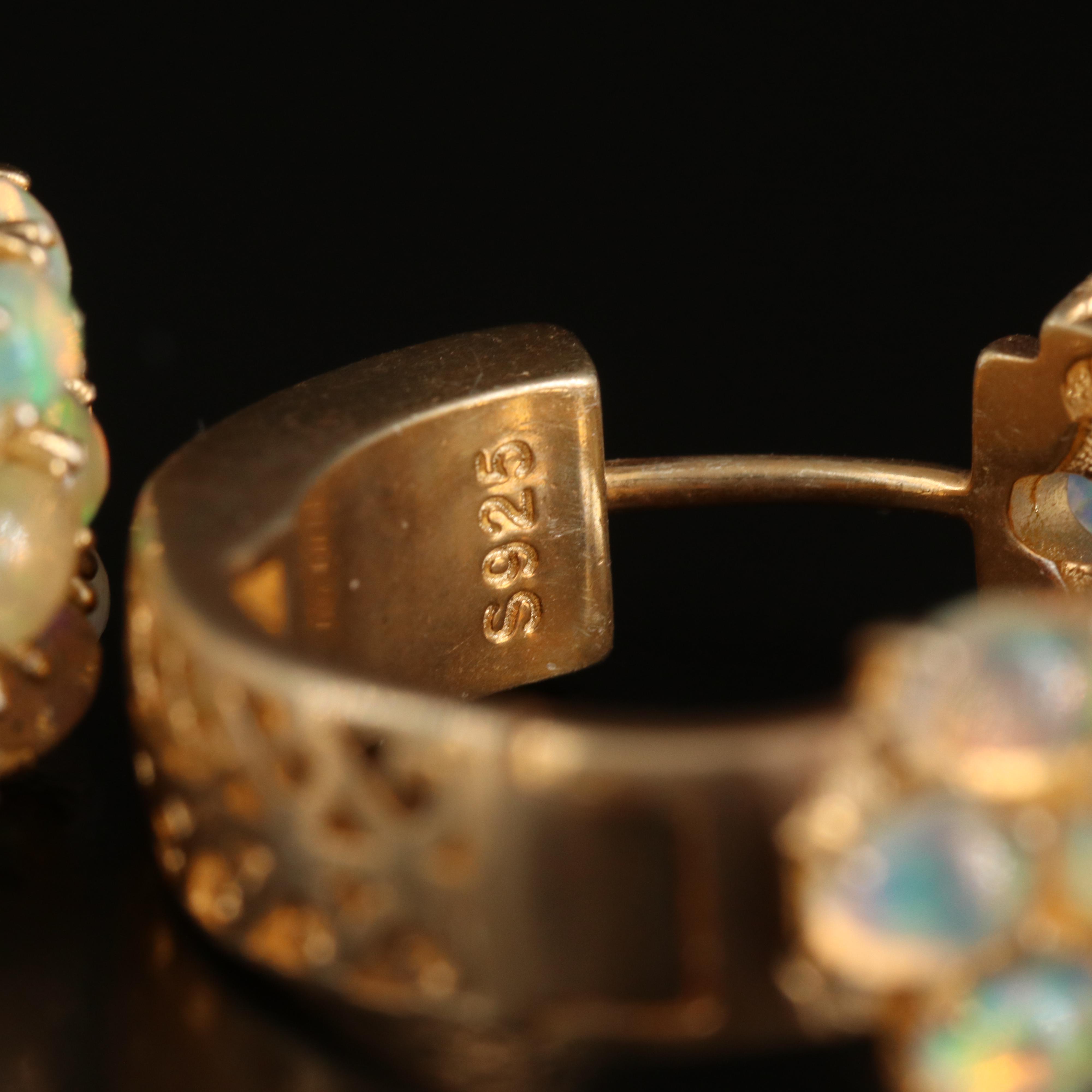 Sterling Opal Hoop Earrings