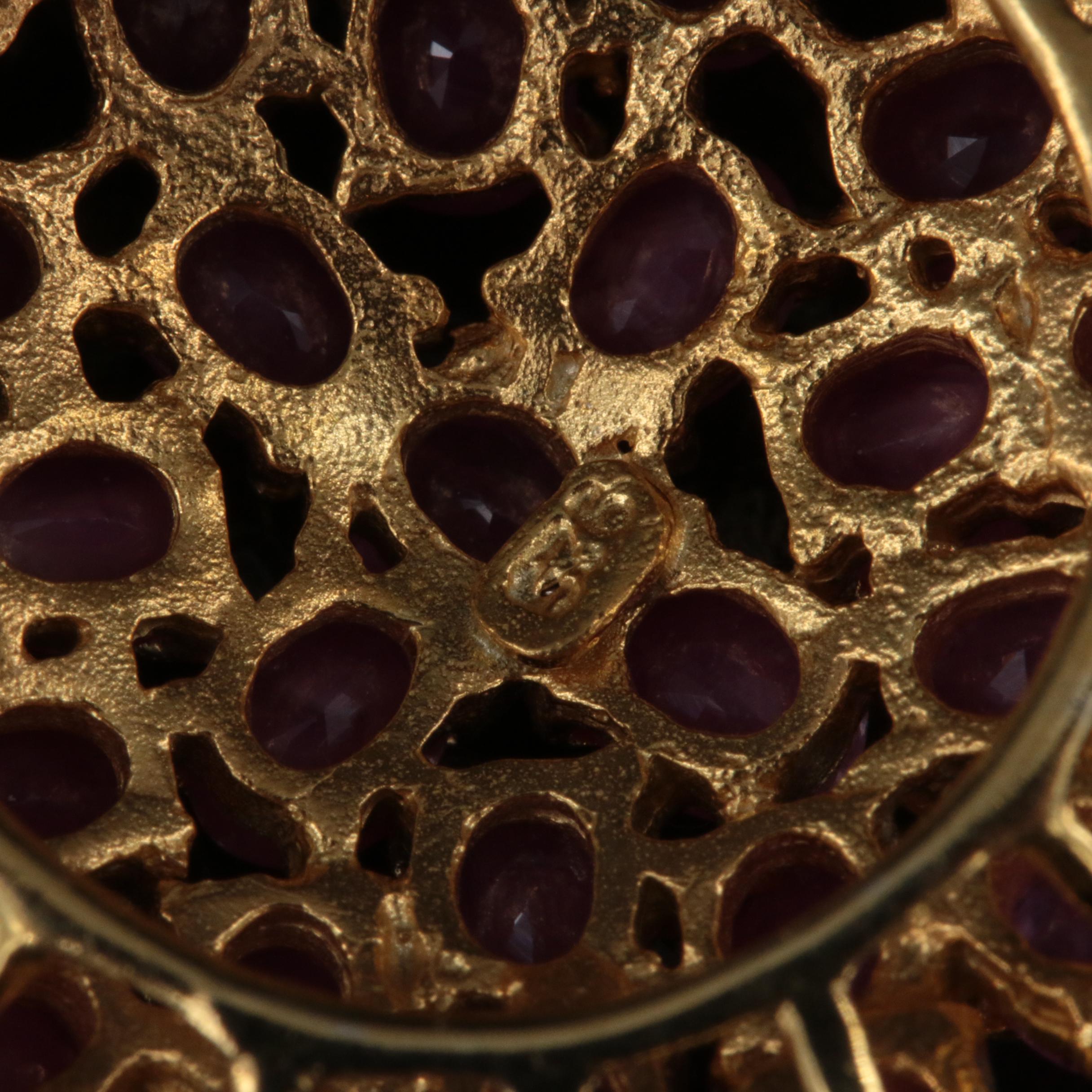 Sterling Pearl and Ruby Triple Strand Necklace