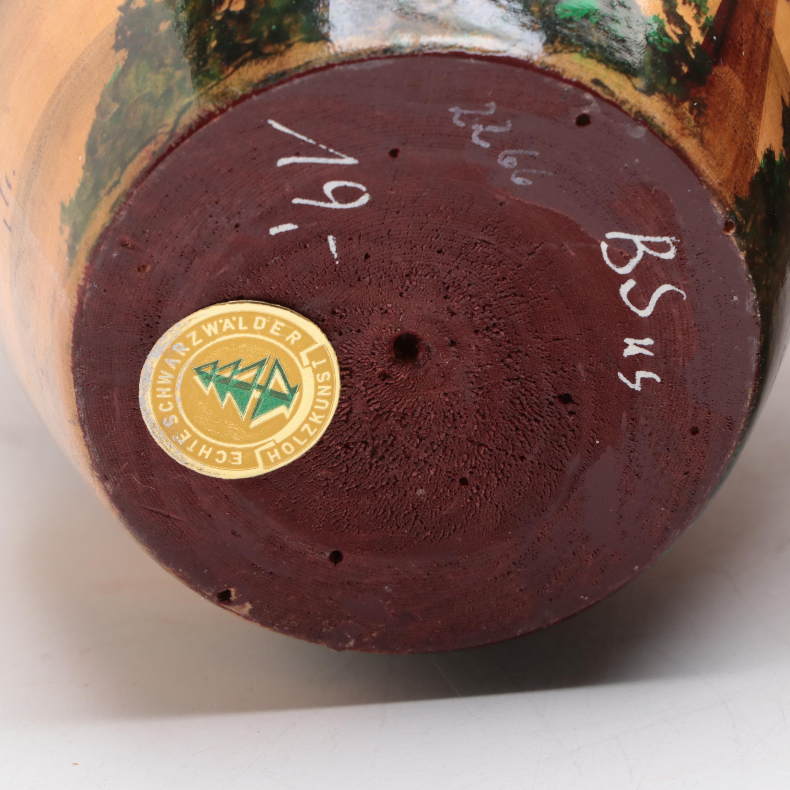 German Coin Inlaid Keg Bank, Vase, Stein and Pilsner with Nut Cracker Set