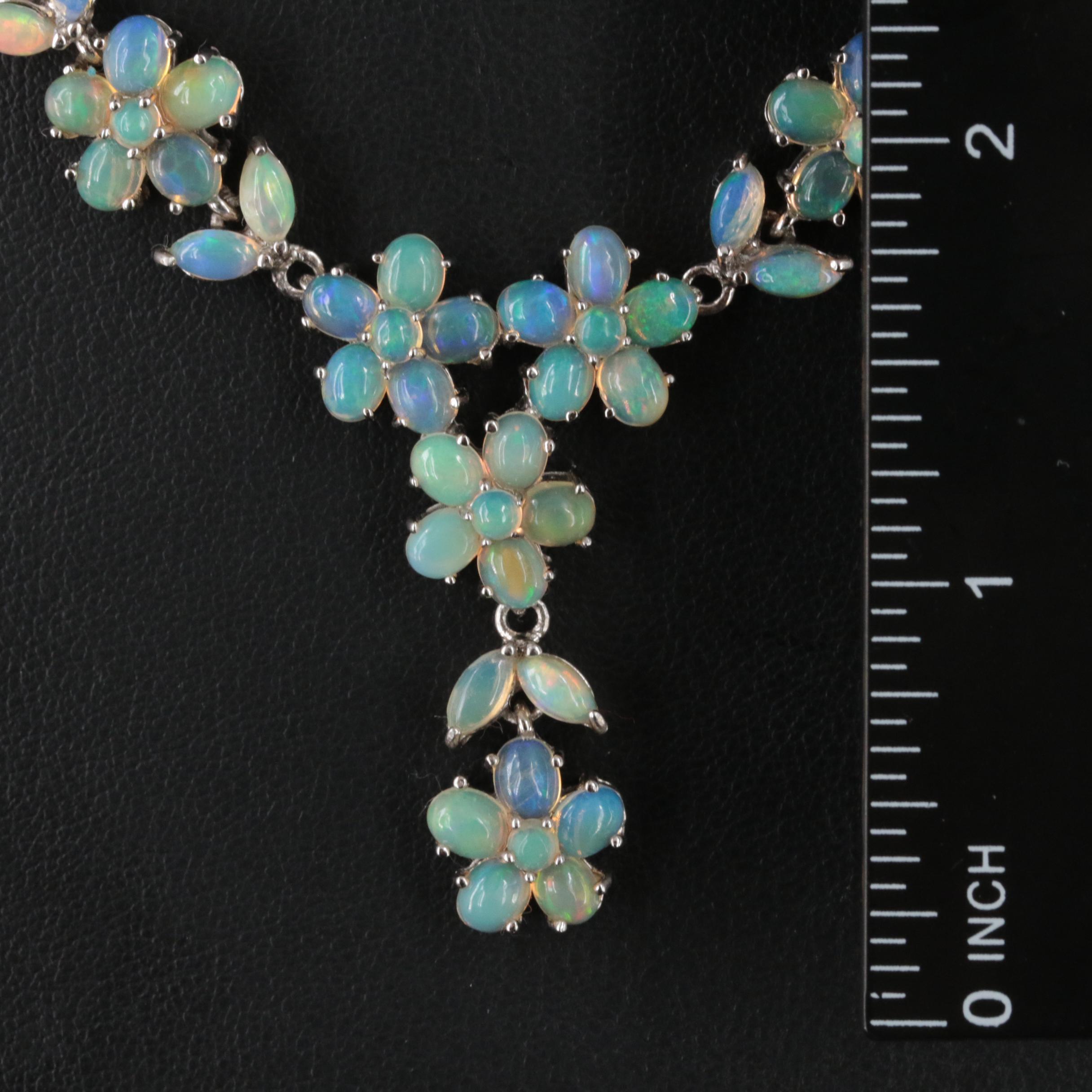 Sterling Opal Flower Necklace