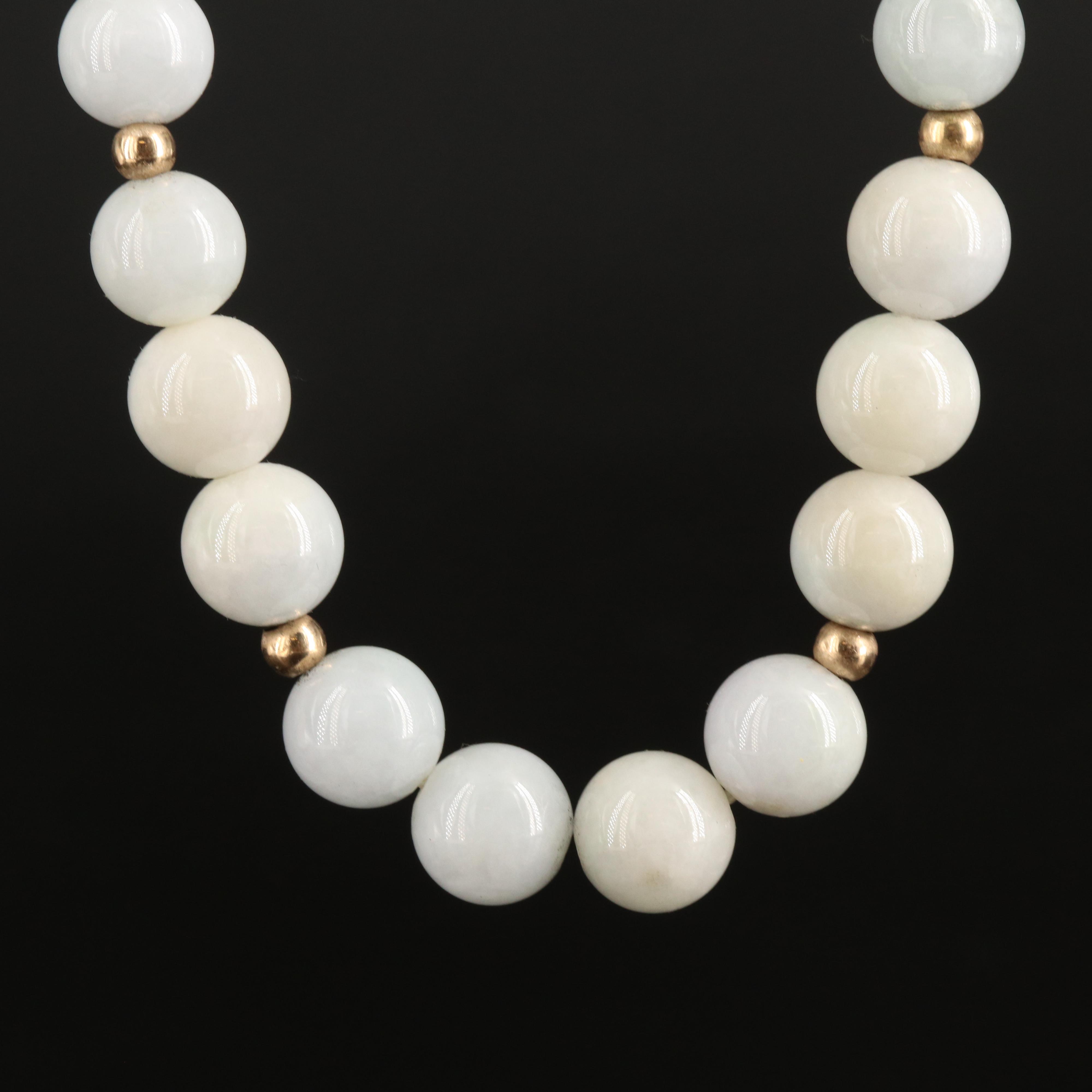 14K Jadeite Beaded Necklace