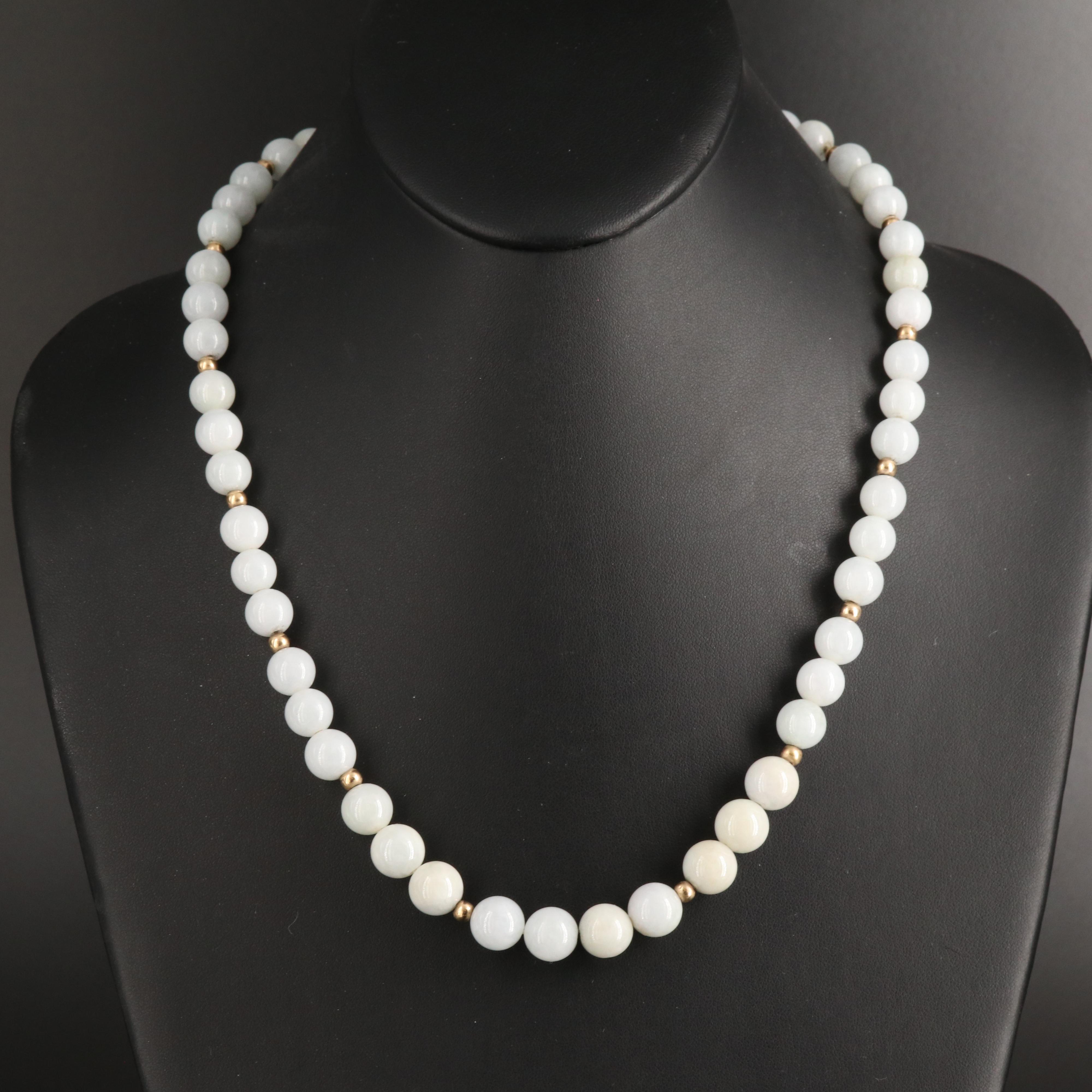 14K Jadeite Beaded Necklace
