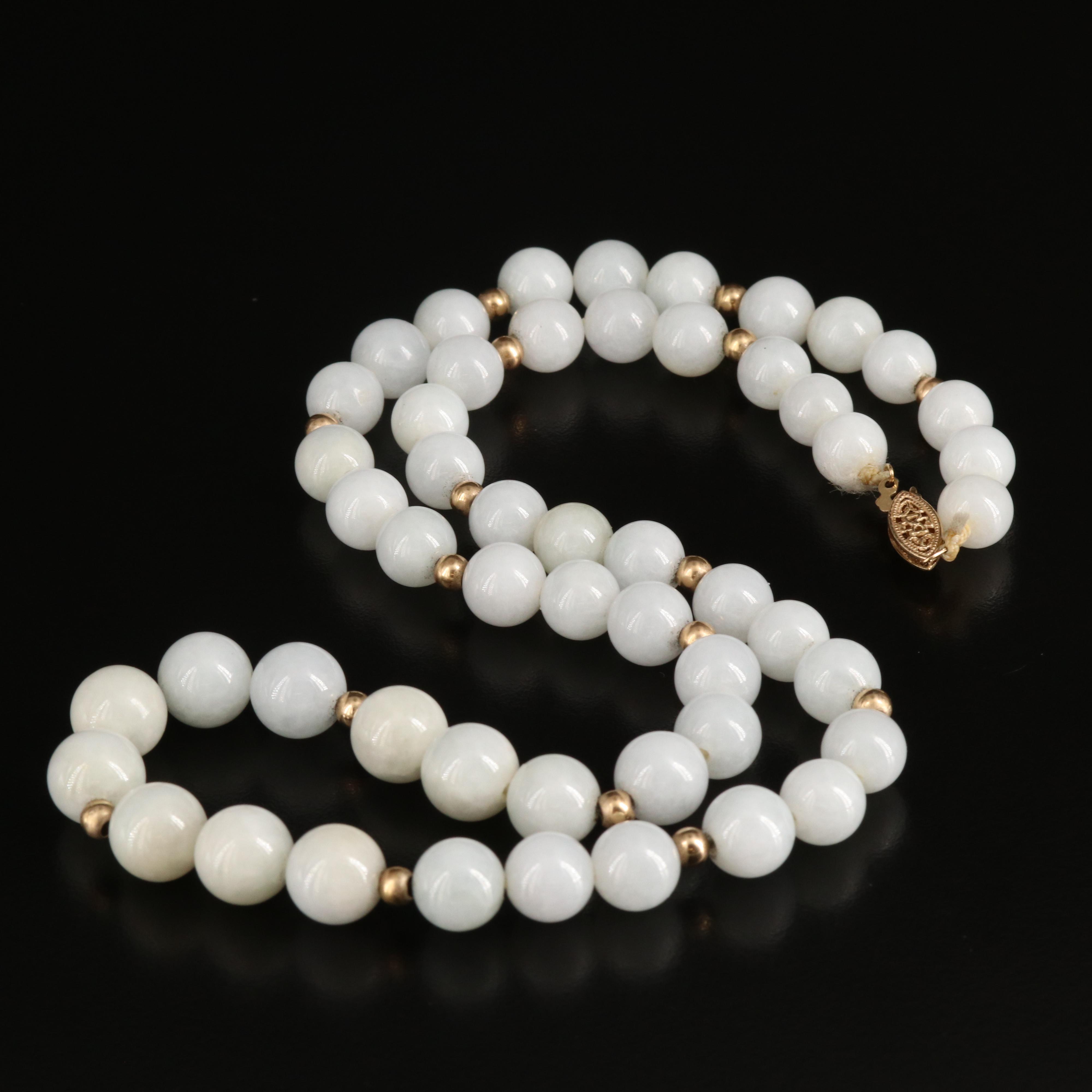 14K Jadeite Beaded Necklace