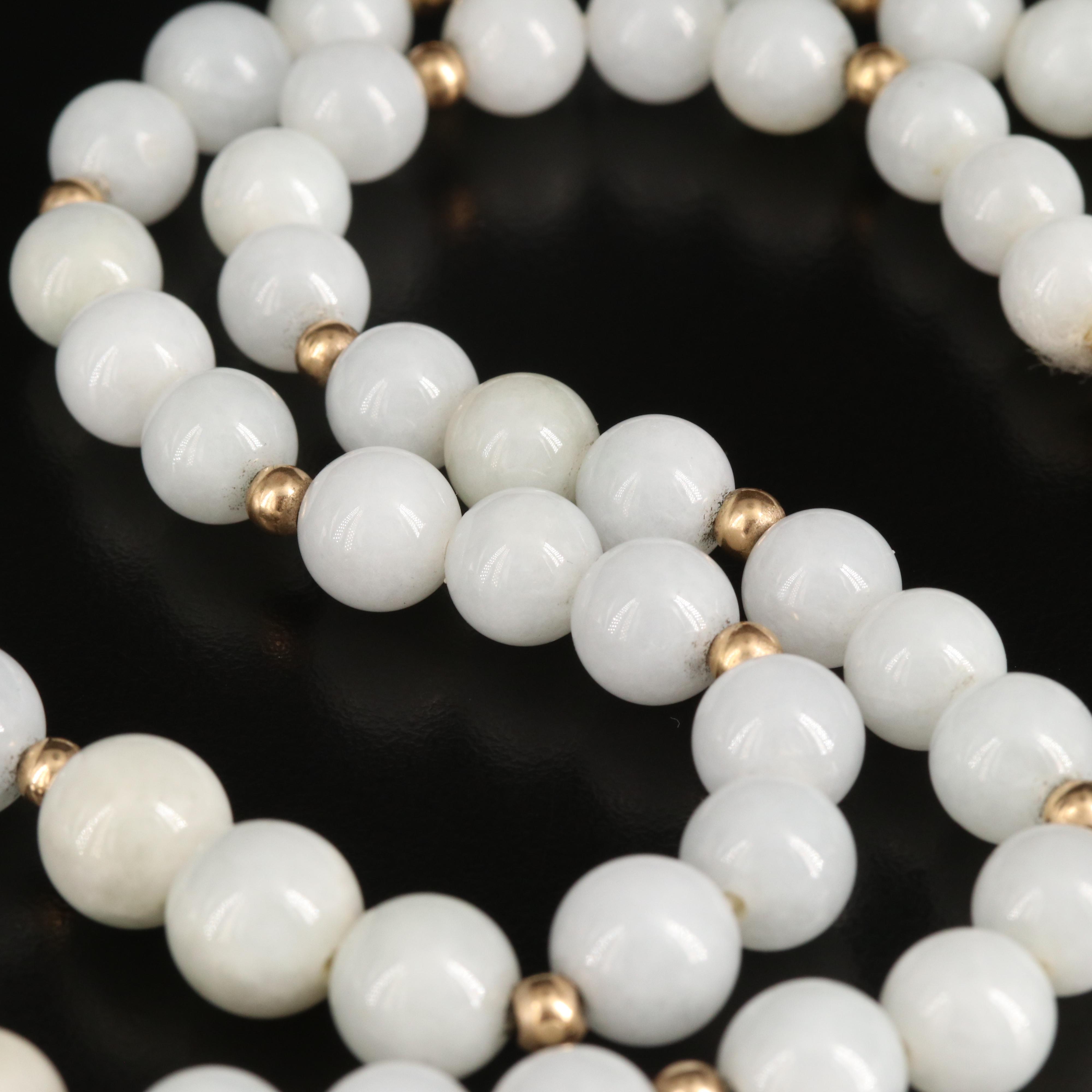 14K Jadeite Beaded Necklace