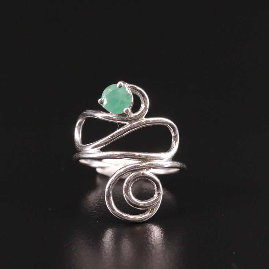 Sterling Emerald Wrap Ring