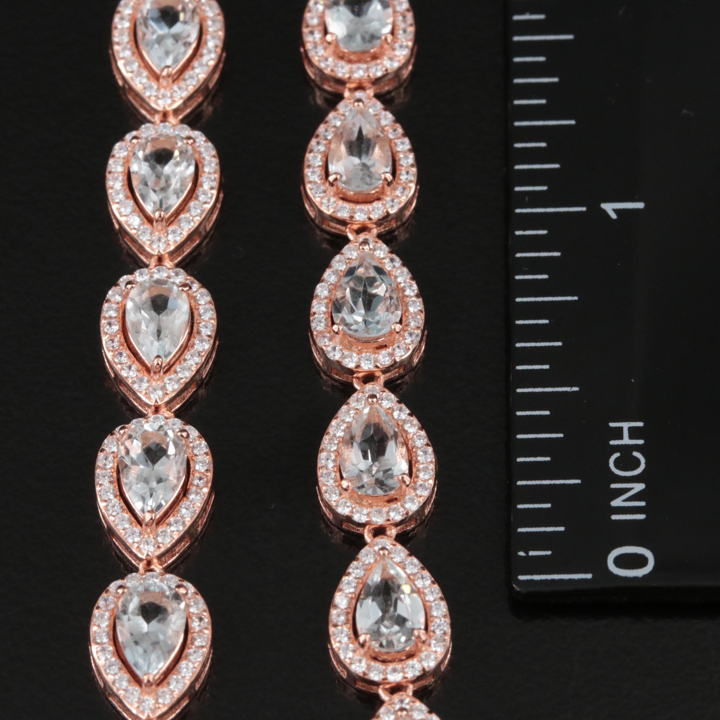 Sterling Aquamarine and Cubic Zirconia Necklace