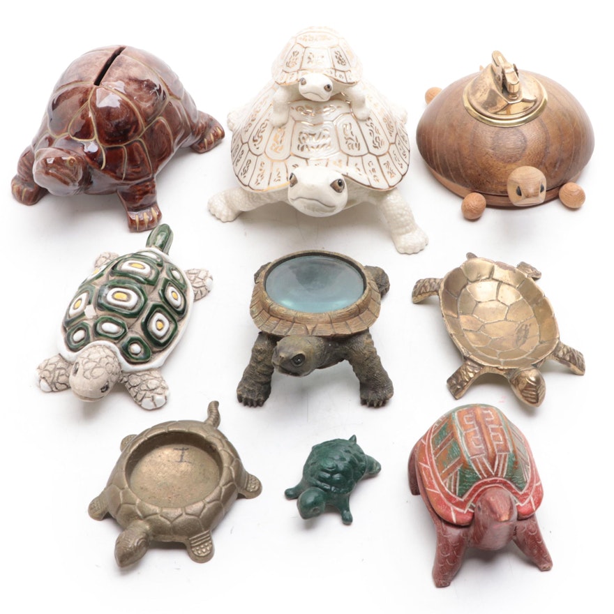 Lenox "Catching A Ride" and Other Turtle Figurines and Table Accessories