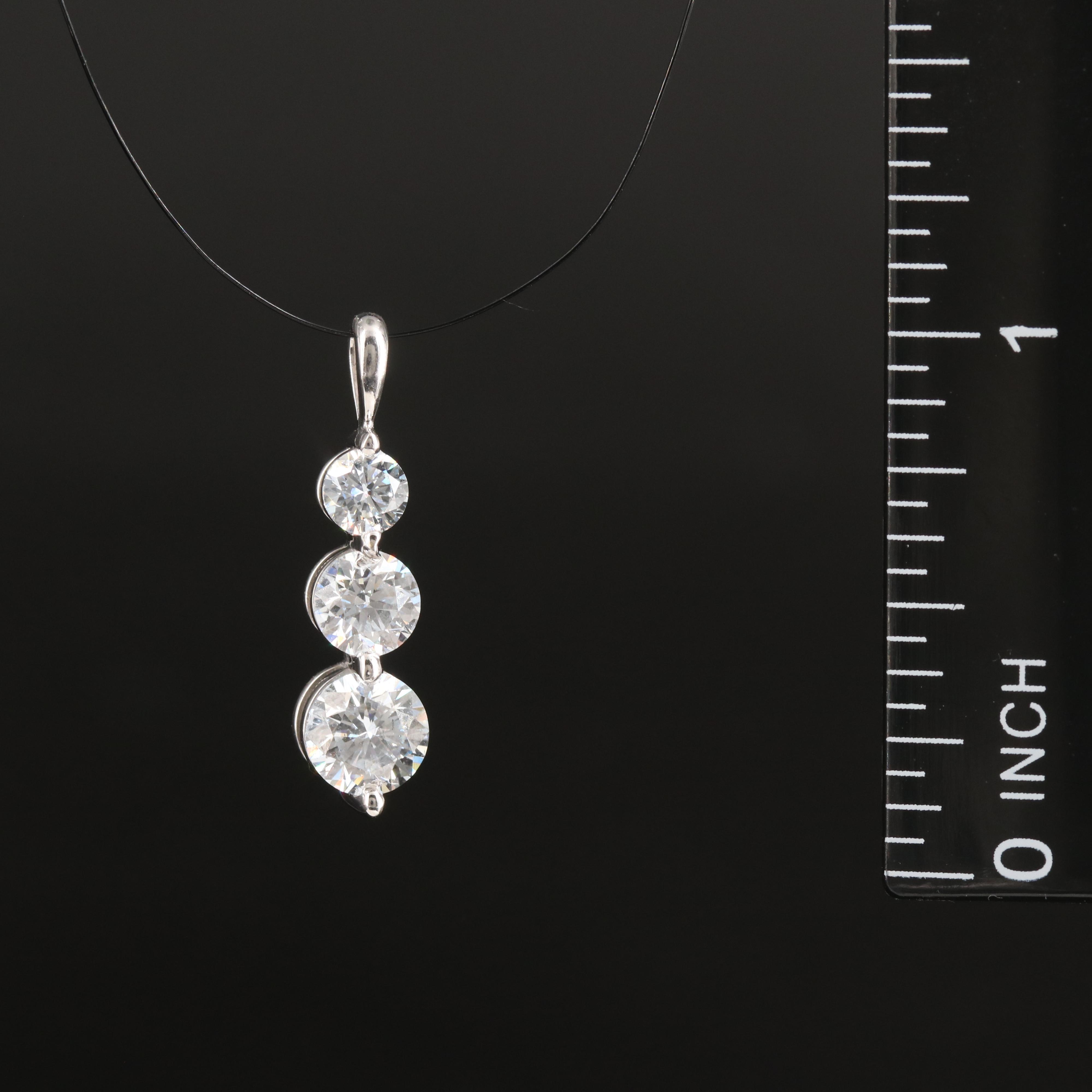 14K 1.53 CTW Lab Grown Diamond Graduated Pendant