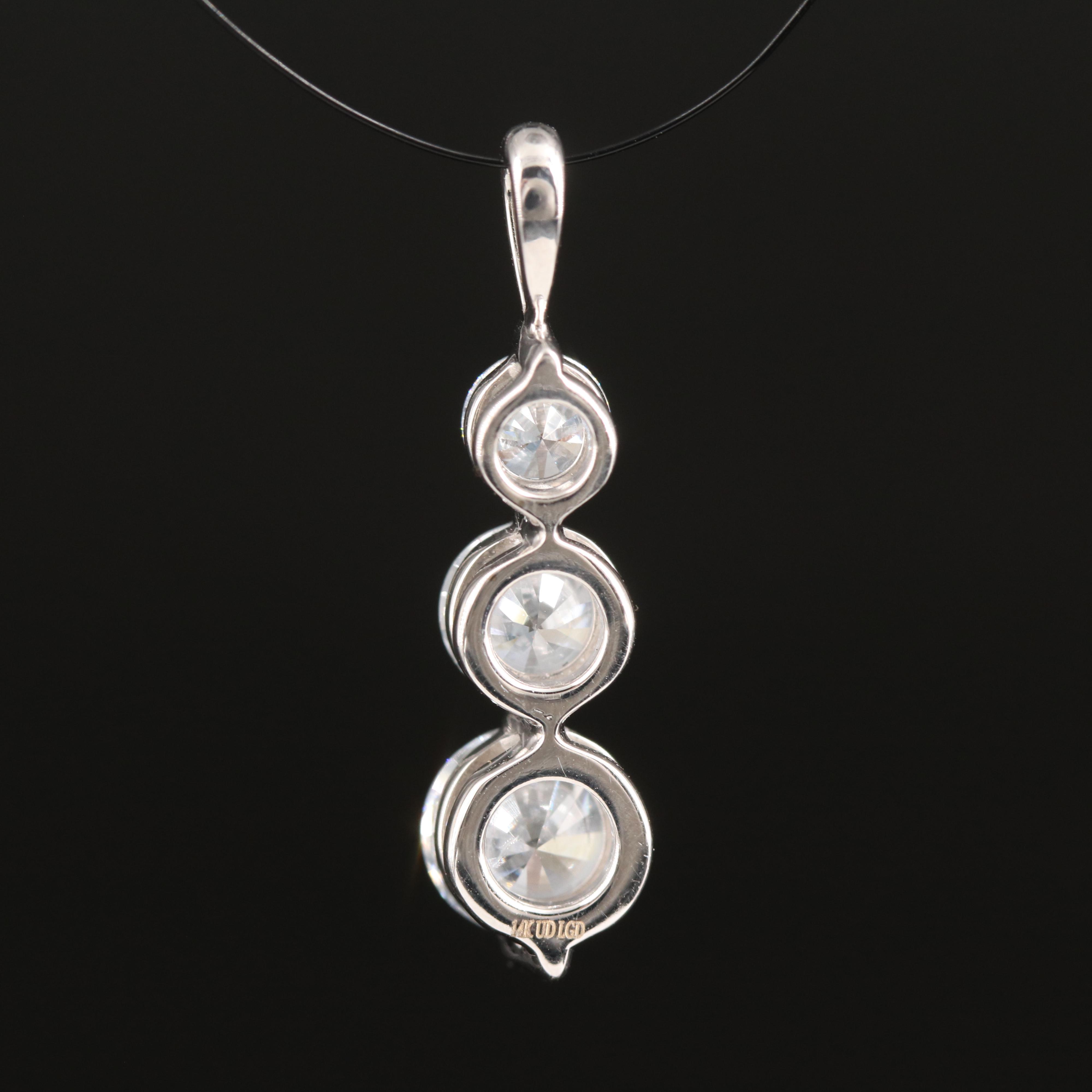 14K 1.53 CTW Lab Grown Diamond Graduated Pendant