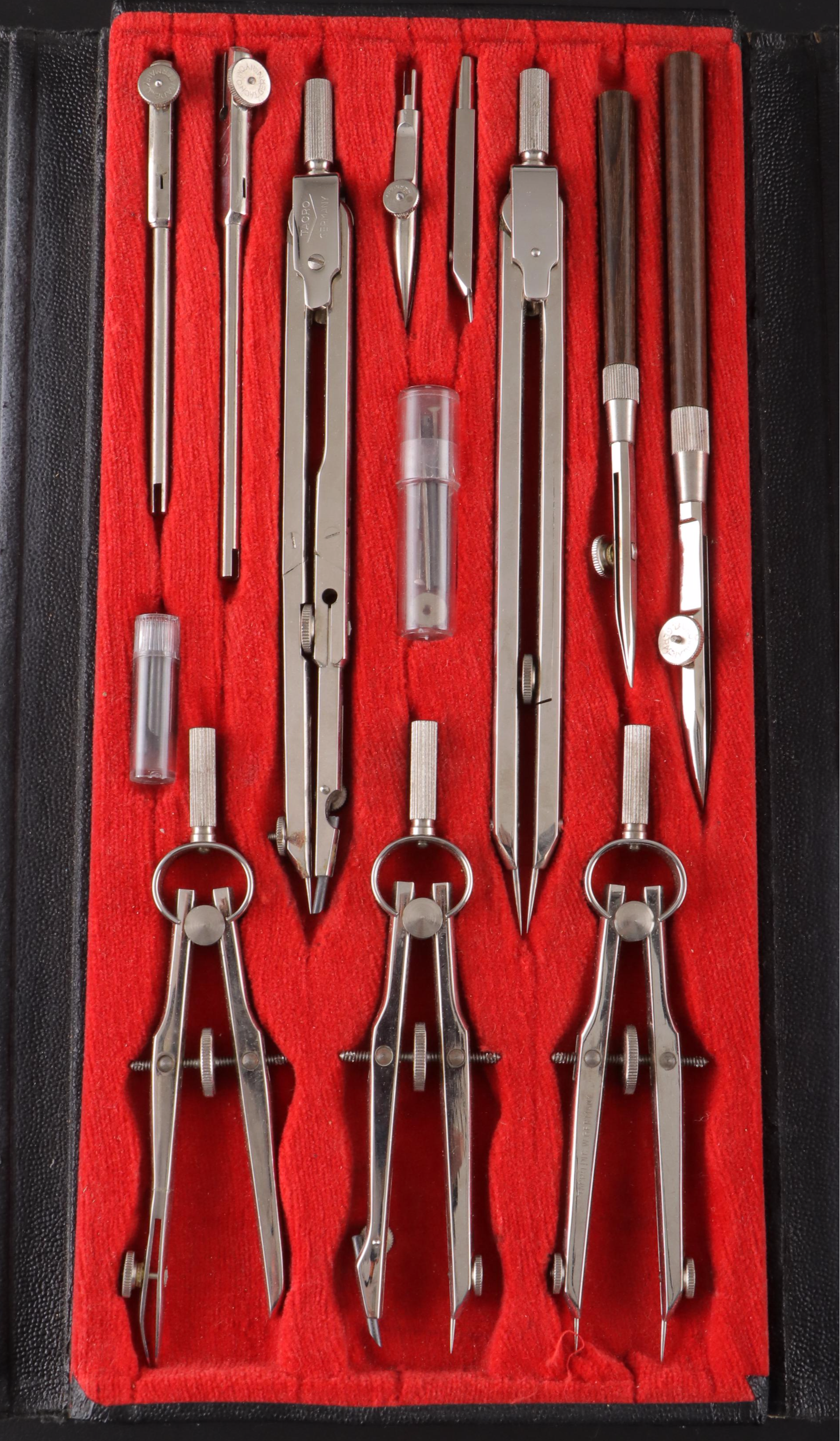 Tacro, C.H. Bruning and Nomis Drafting Tools in Cases