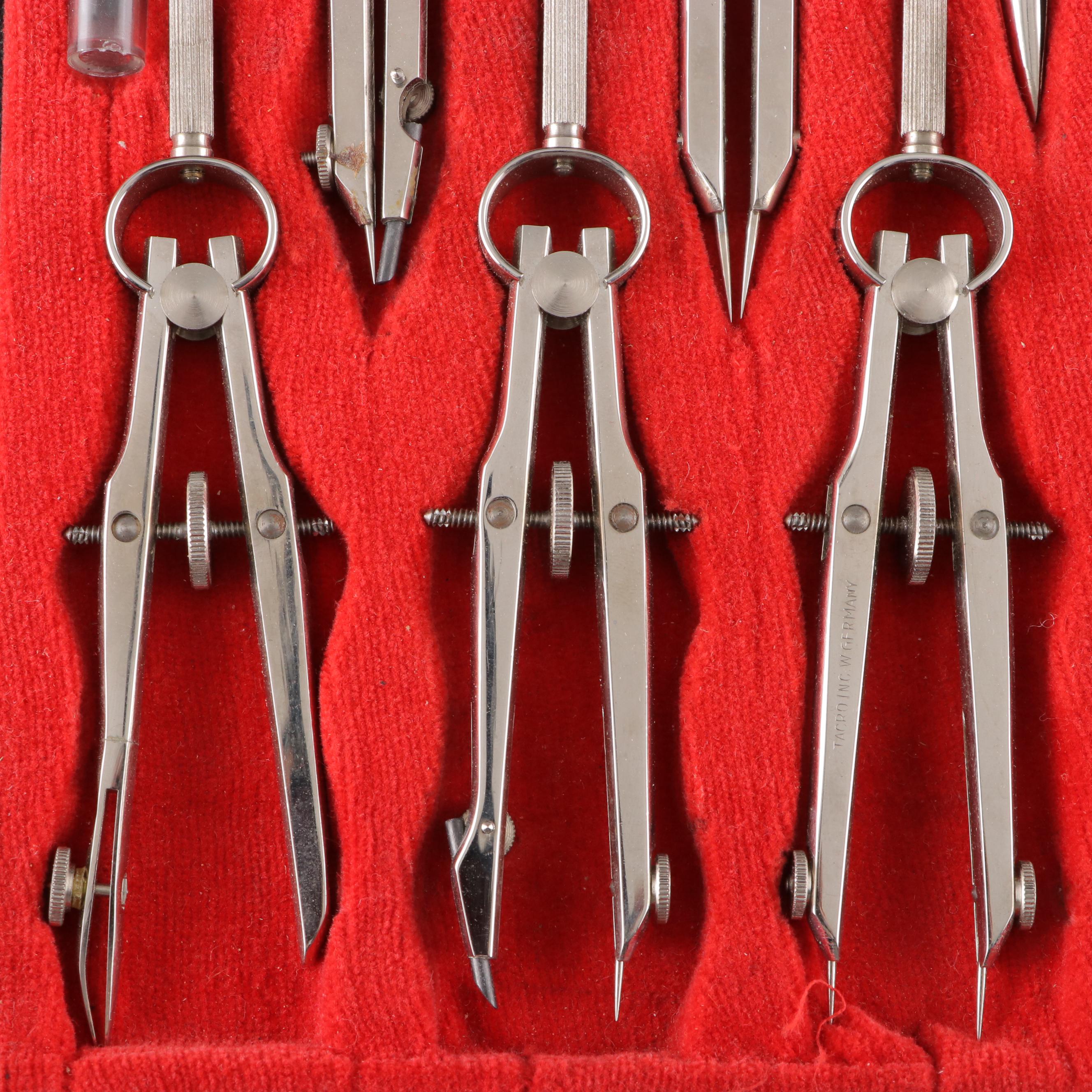 Tacro, C.H. Bruning and Nomis Drafting Tools in Cases