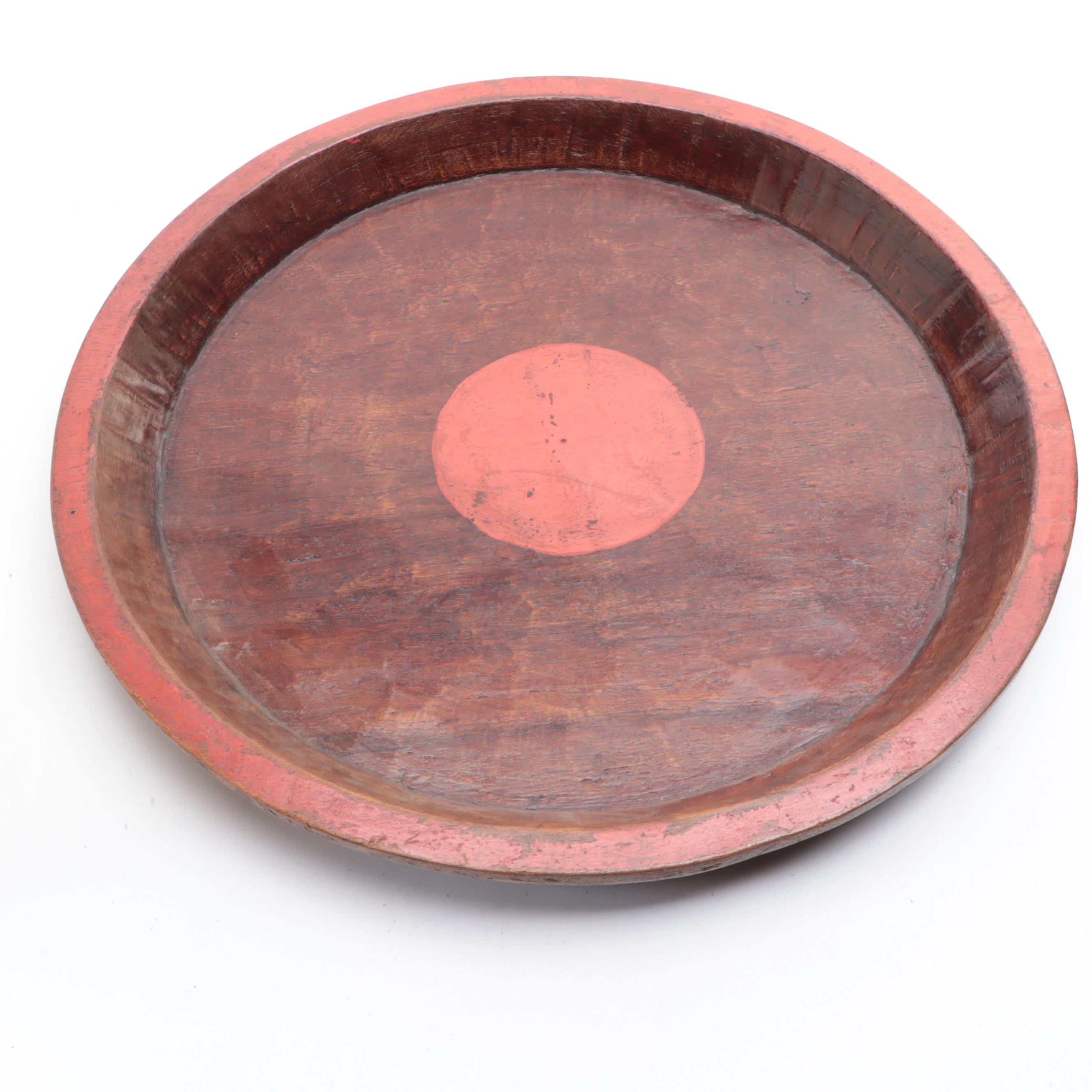 Hand-Carved Chinese Tray and Faux Cinnabar Resin Vase