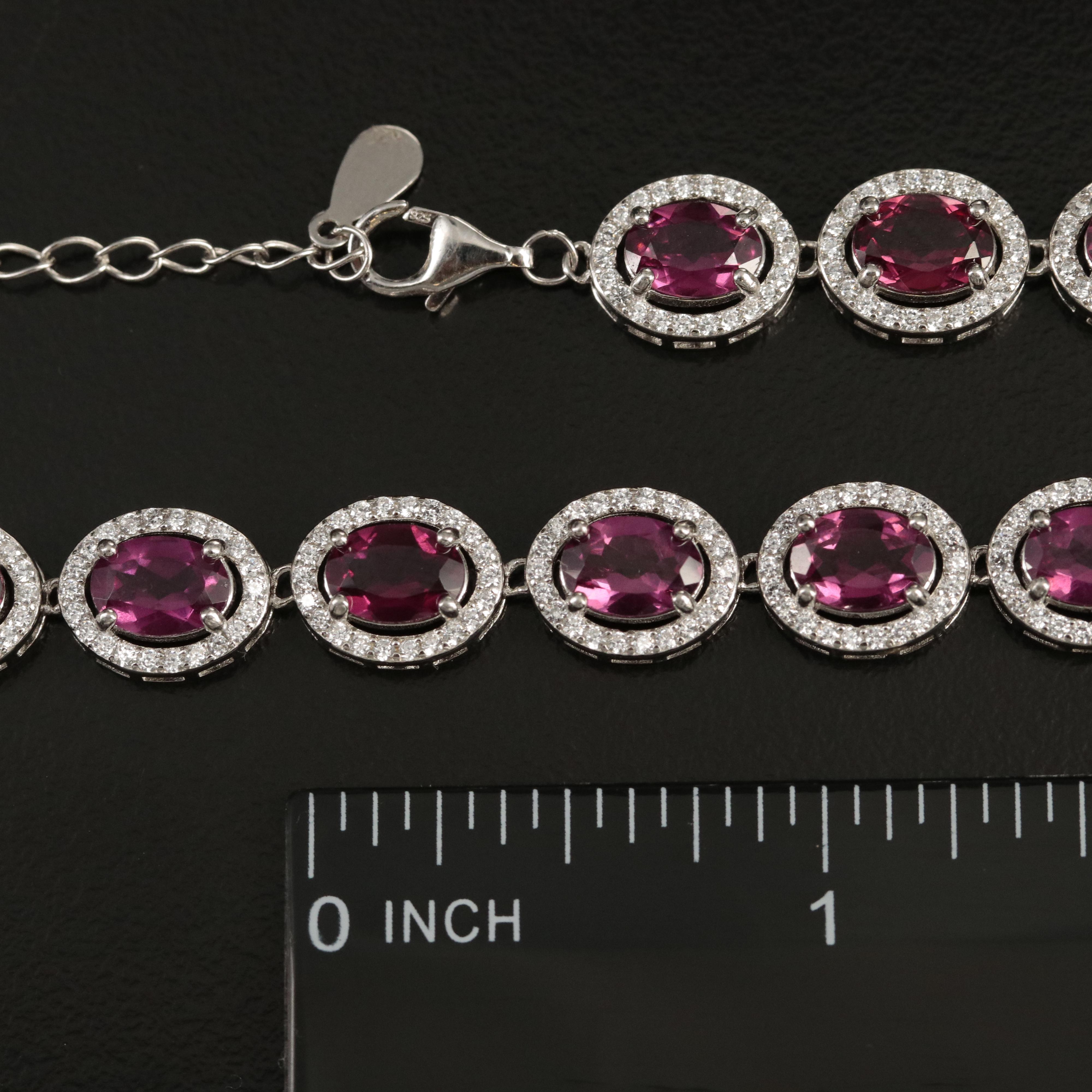 Sterling Garnet and Cubic Zirconia Necklace
