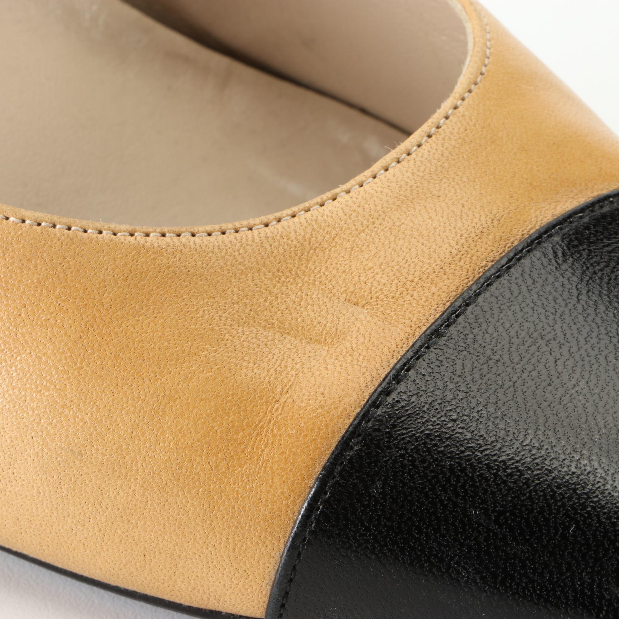 Chanel Pointy Cap-Toe Ankle-Strap Heels in Bicolor Leather