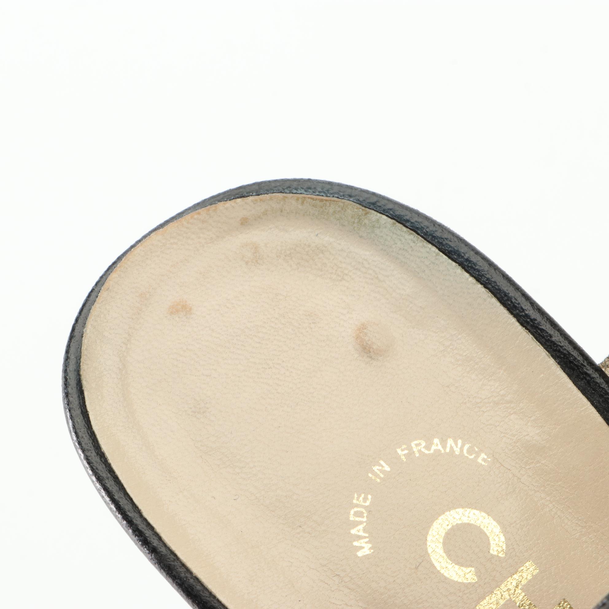 Chanel Pointy Cap-Toe Ankle-Strap Heels in Bicolor Leather