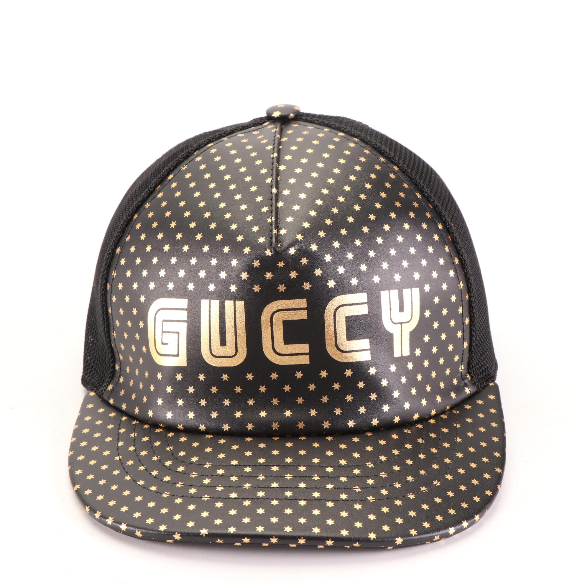 Gucci Guccy Baseball Cap in Printed Leather and Mesh