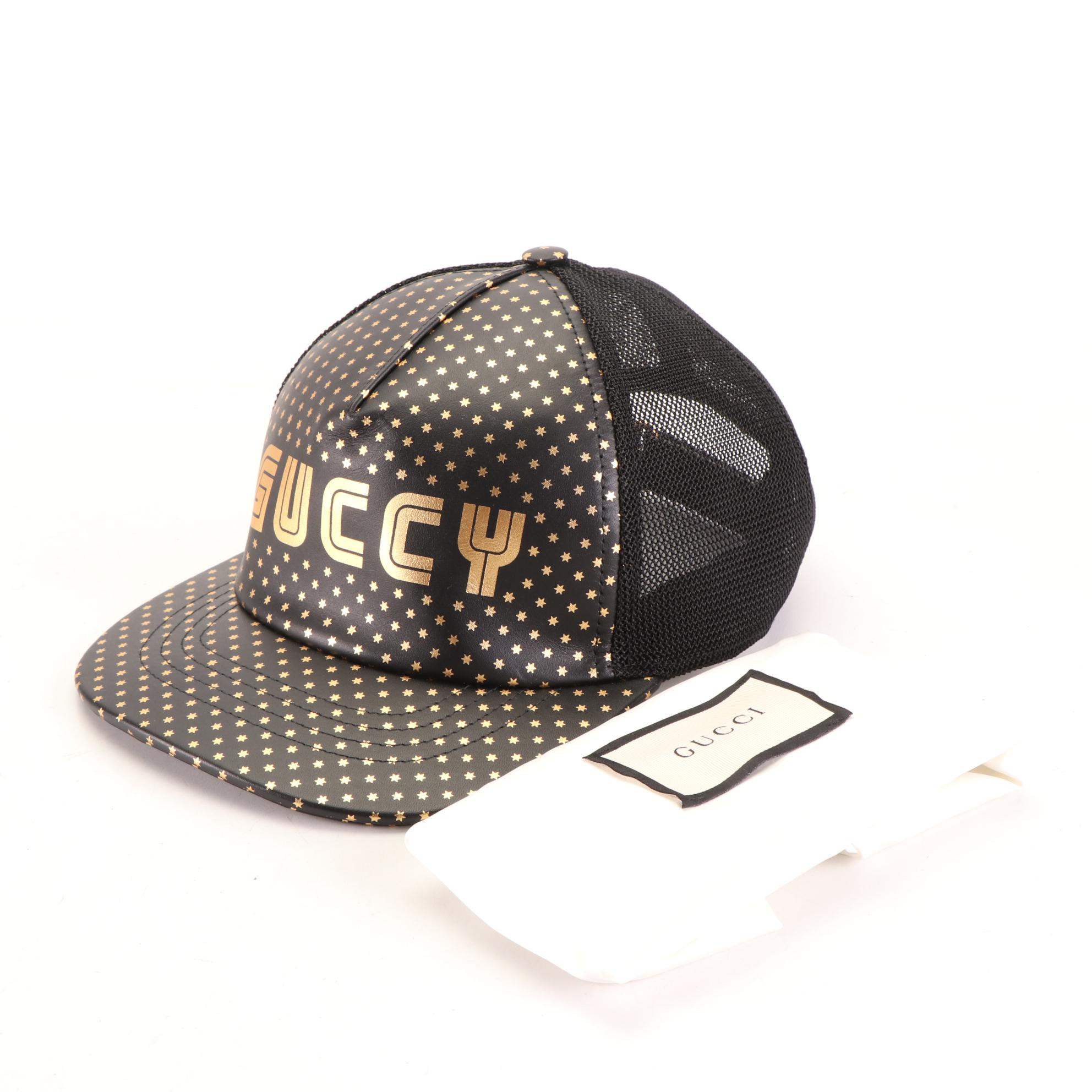 Gucci Guccy Baseball Cap in Printed Leather and Mesh