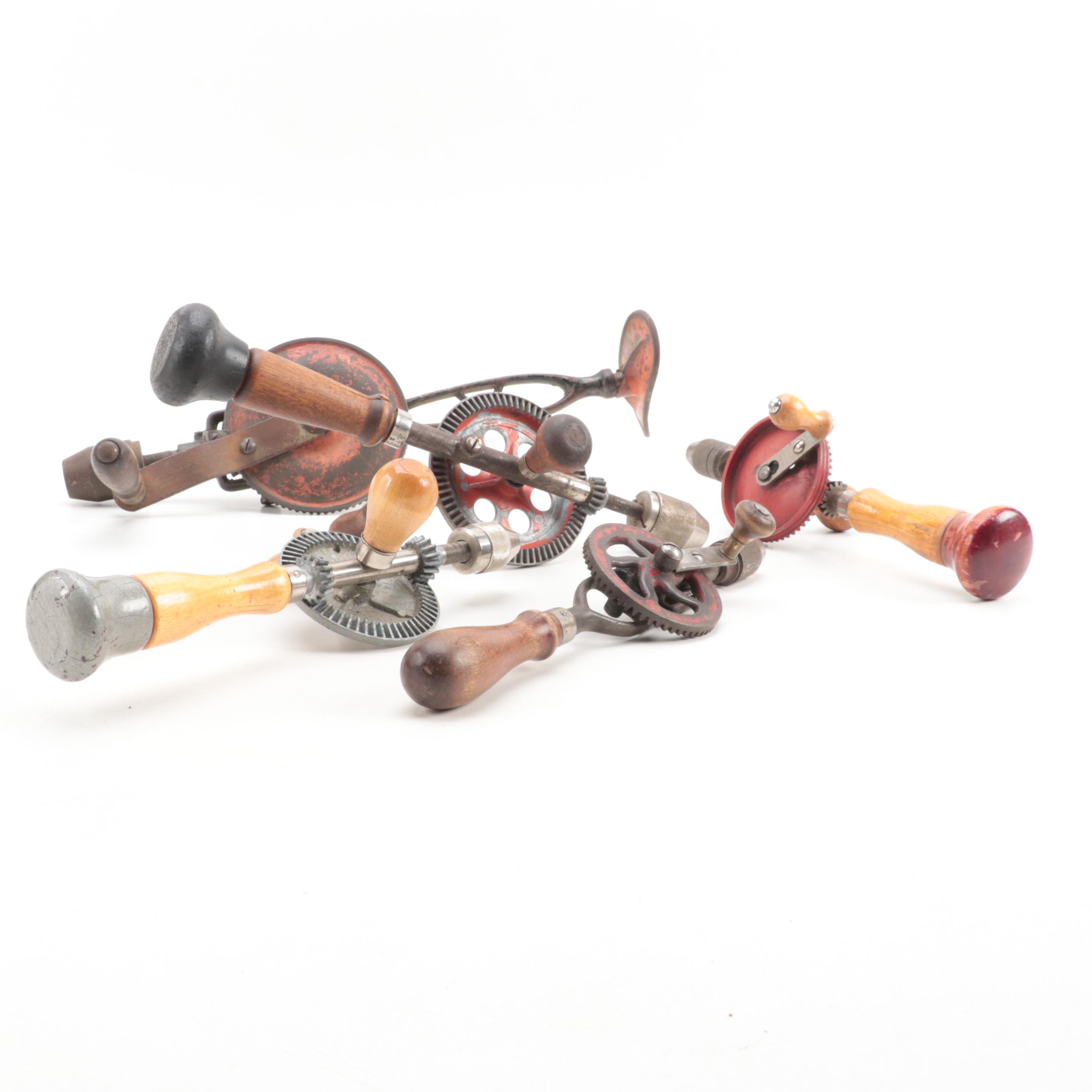 Millers Falls and Shoulder Plate With Other Hand Drills, Early to Mid-20th C