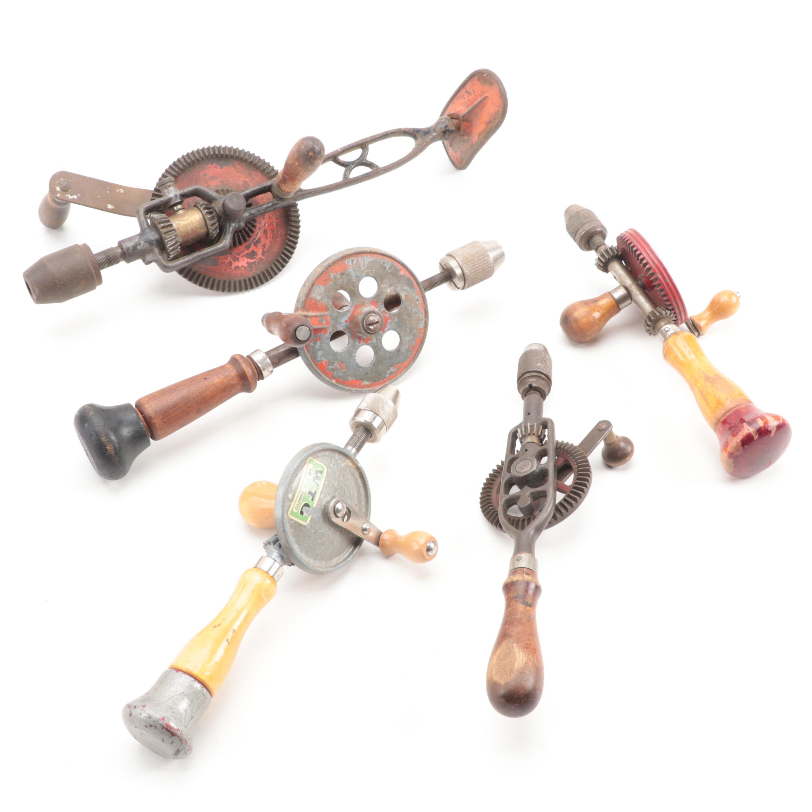 Millers Falls and Shoulder Plate With Other Hand Drills, Early to Mid-20th C