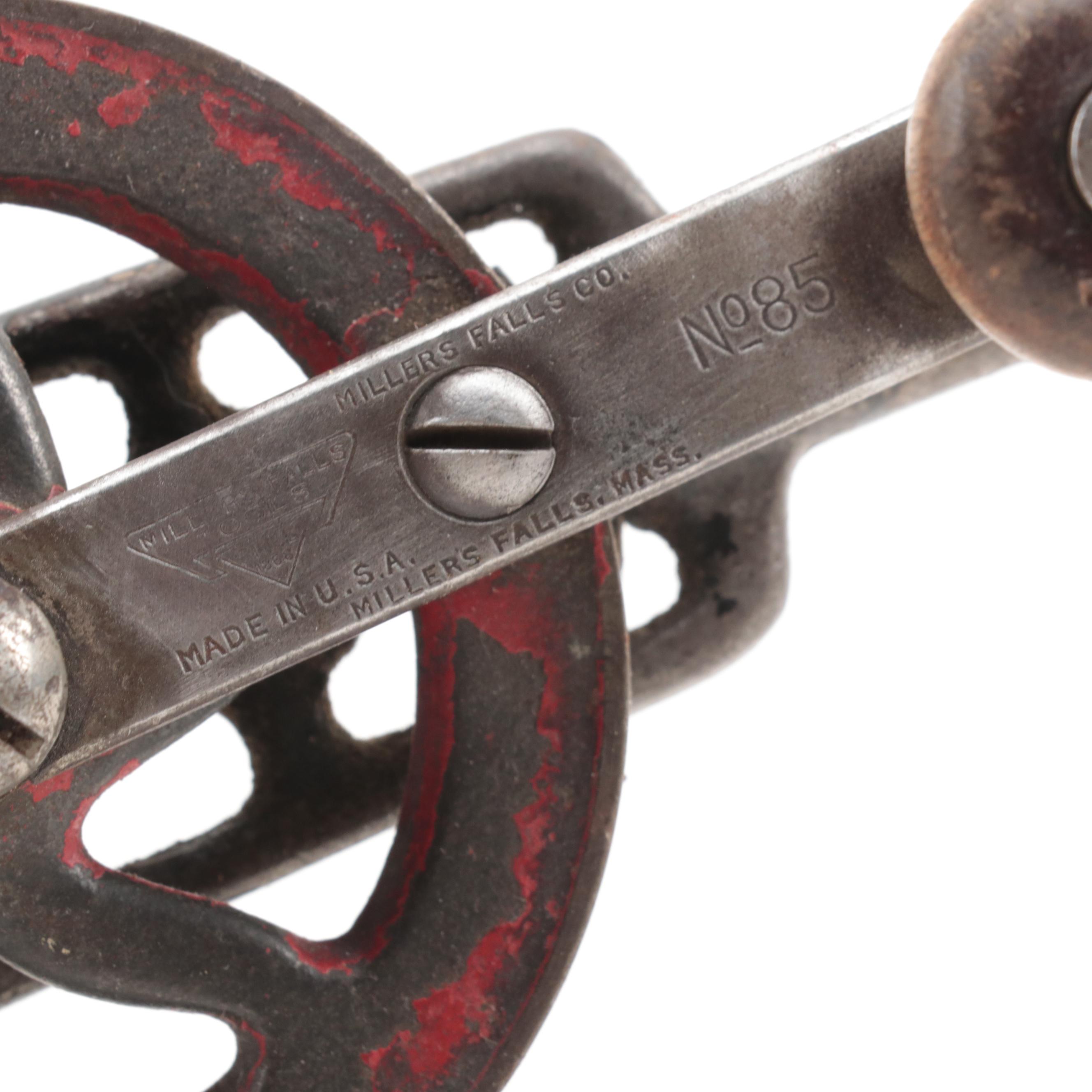 Millers Falls and Shoulder Plate With Other Hand Drills, Early to Mid-20th C