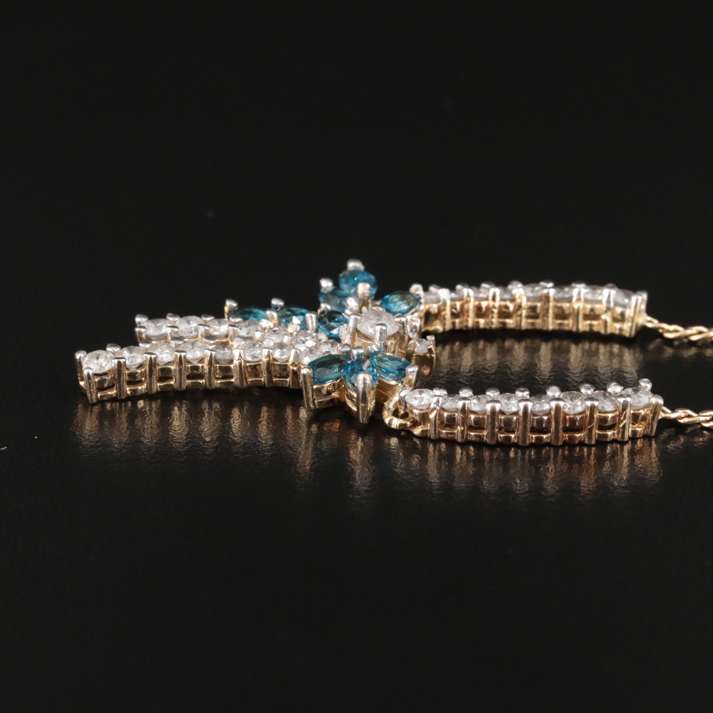 10K Topaz and Diamond Lavalier Necklace
