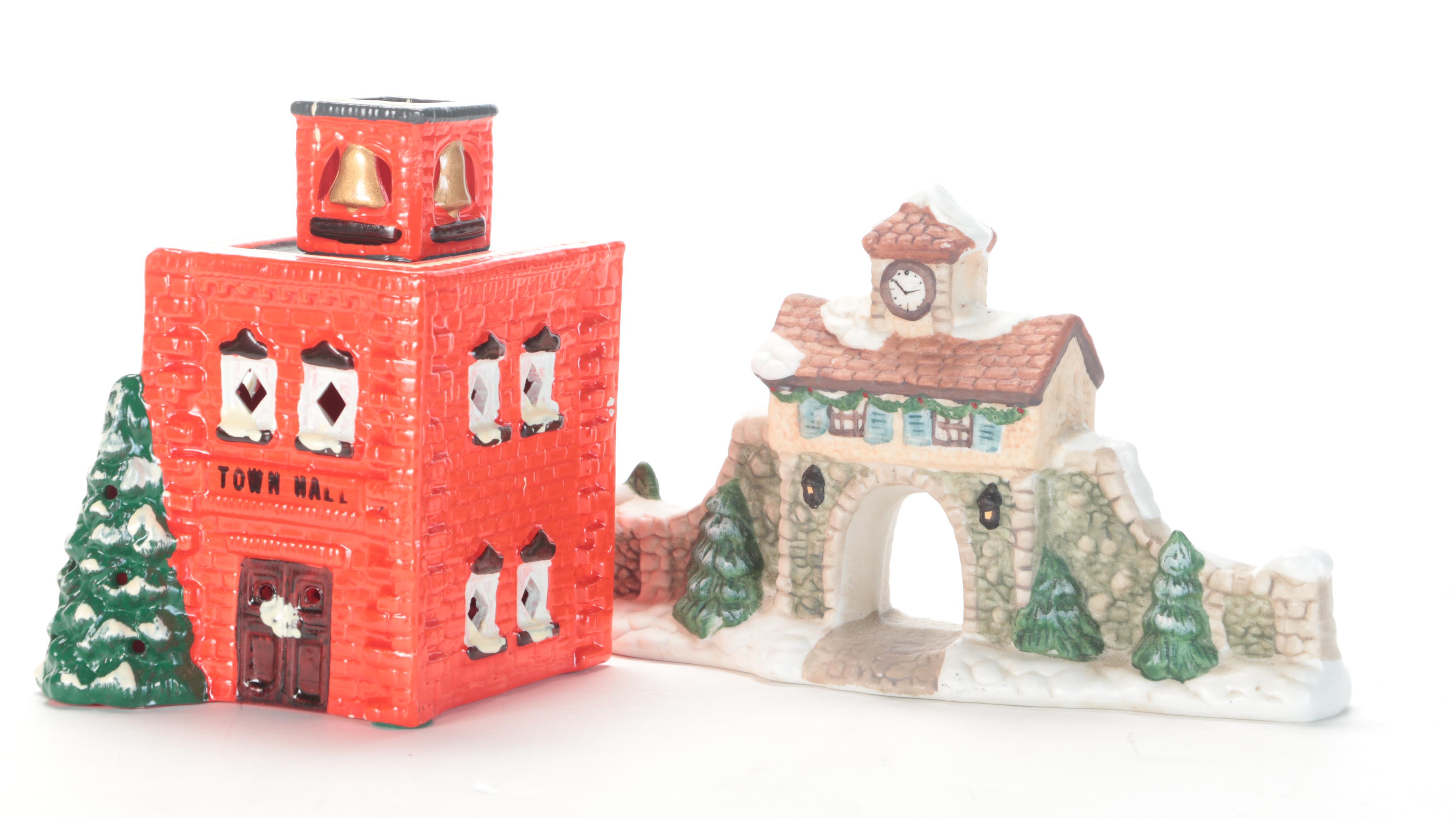 American Village Scene with Other Porcelain Houses and Accessories