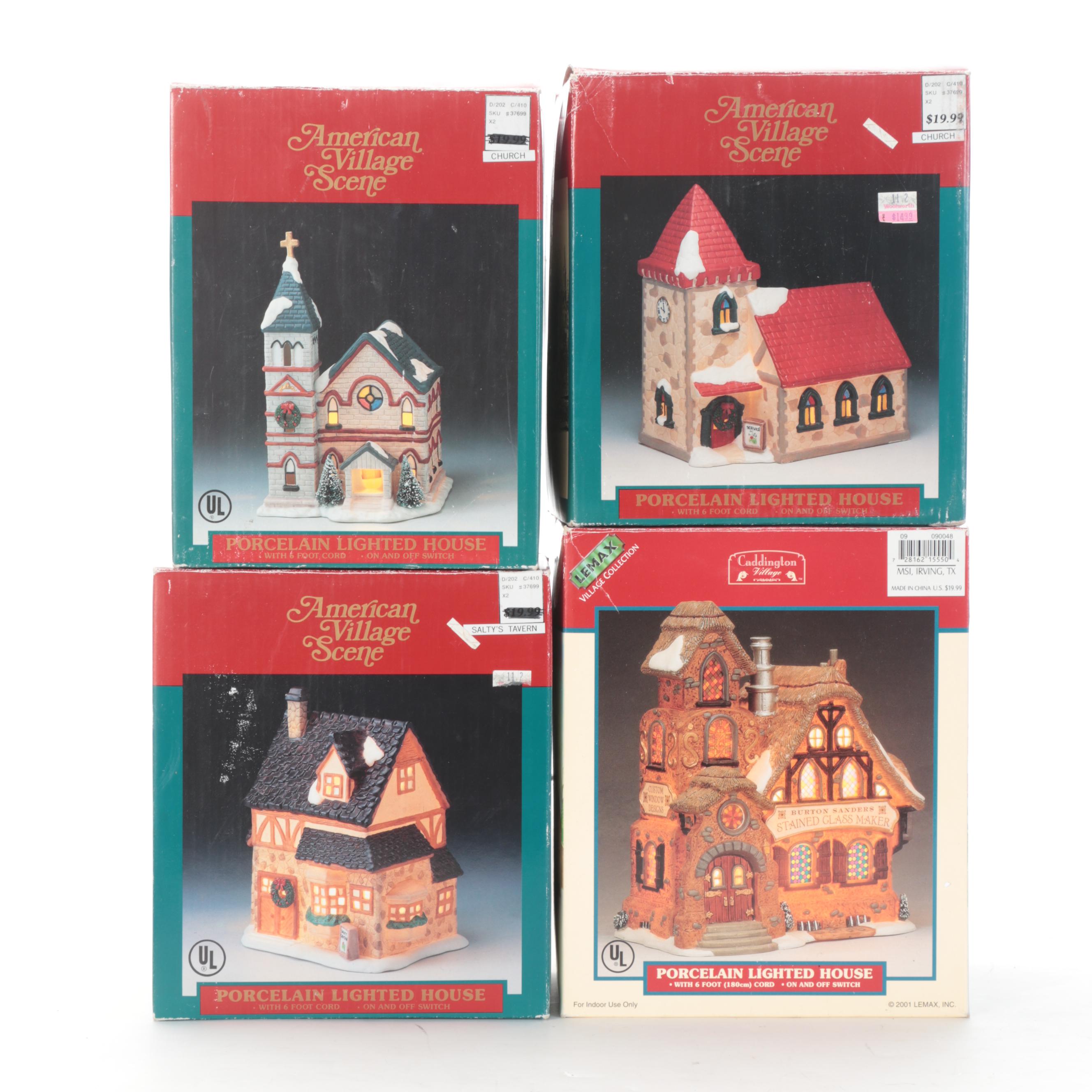 American Village Scene with Other Porcelain Houses and Accessories