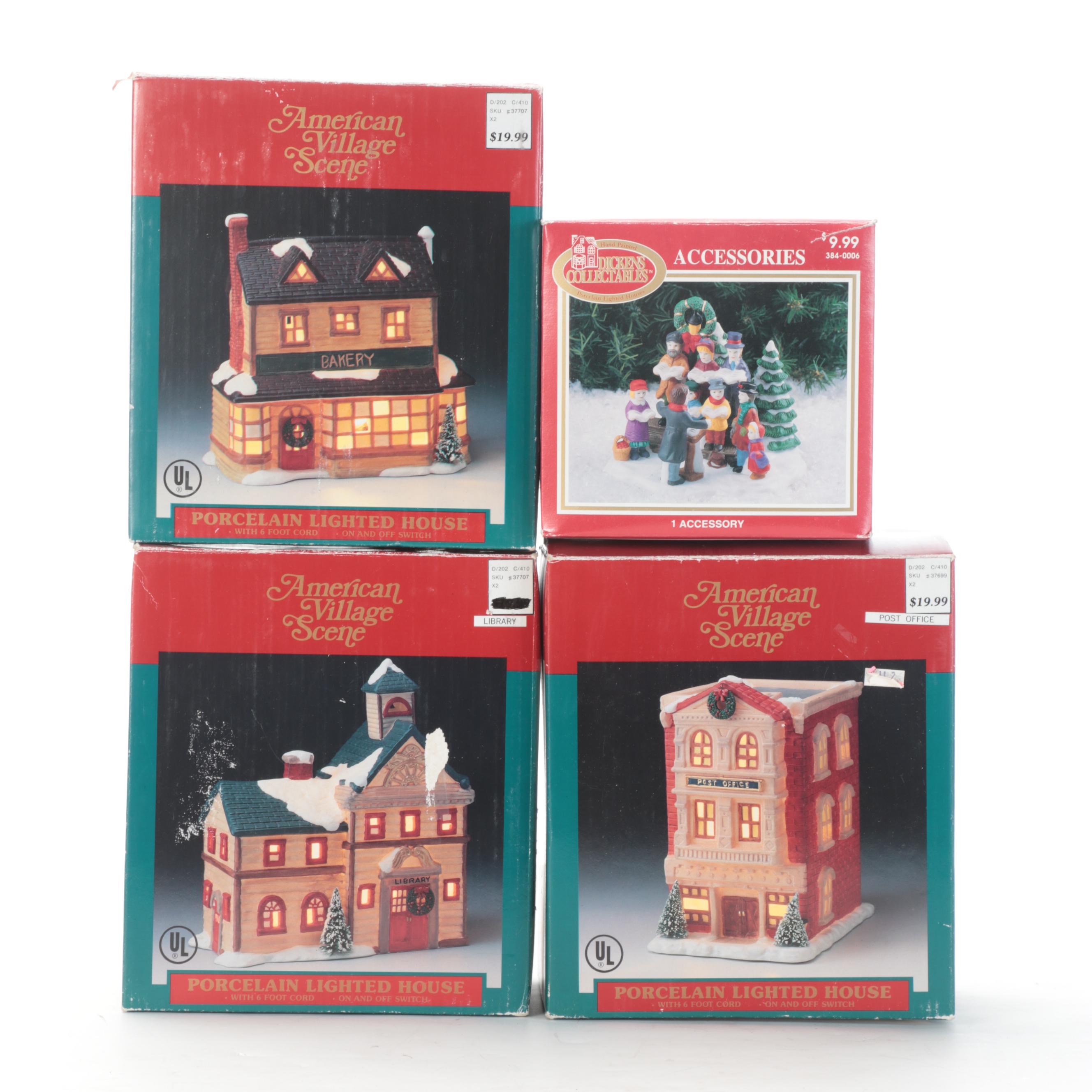 American Village Scene with Other Porcelain Houses and Accessories