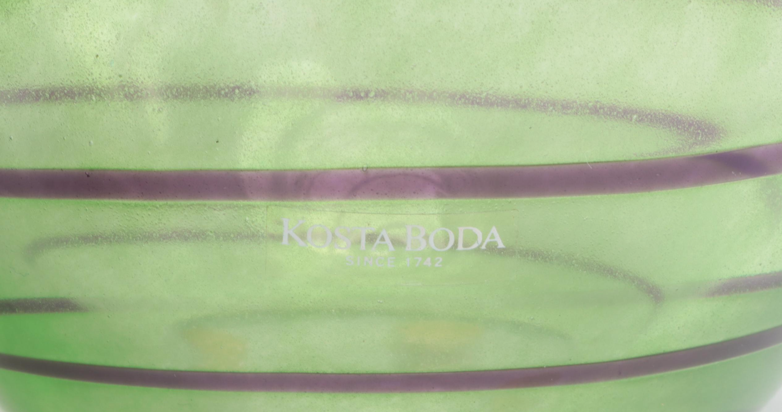Gunnel Sahlin for Kosta Boda "Joy" Green Glass Bottle With Trailing, 1991