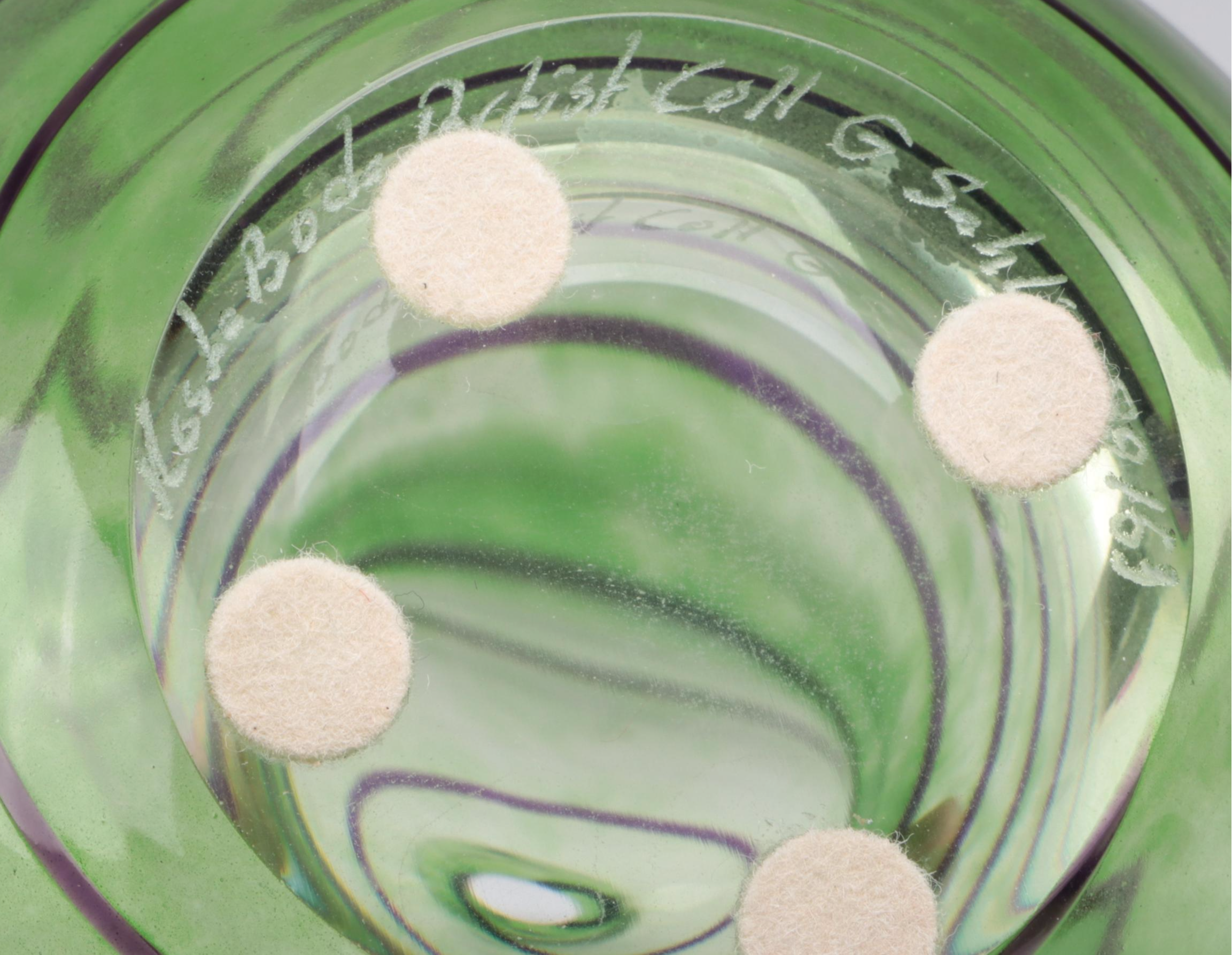 Gunnel Sahlin for Kosta Boda "Joy" Green Glass Bottle With Trailing, 1991