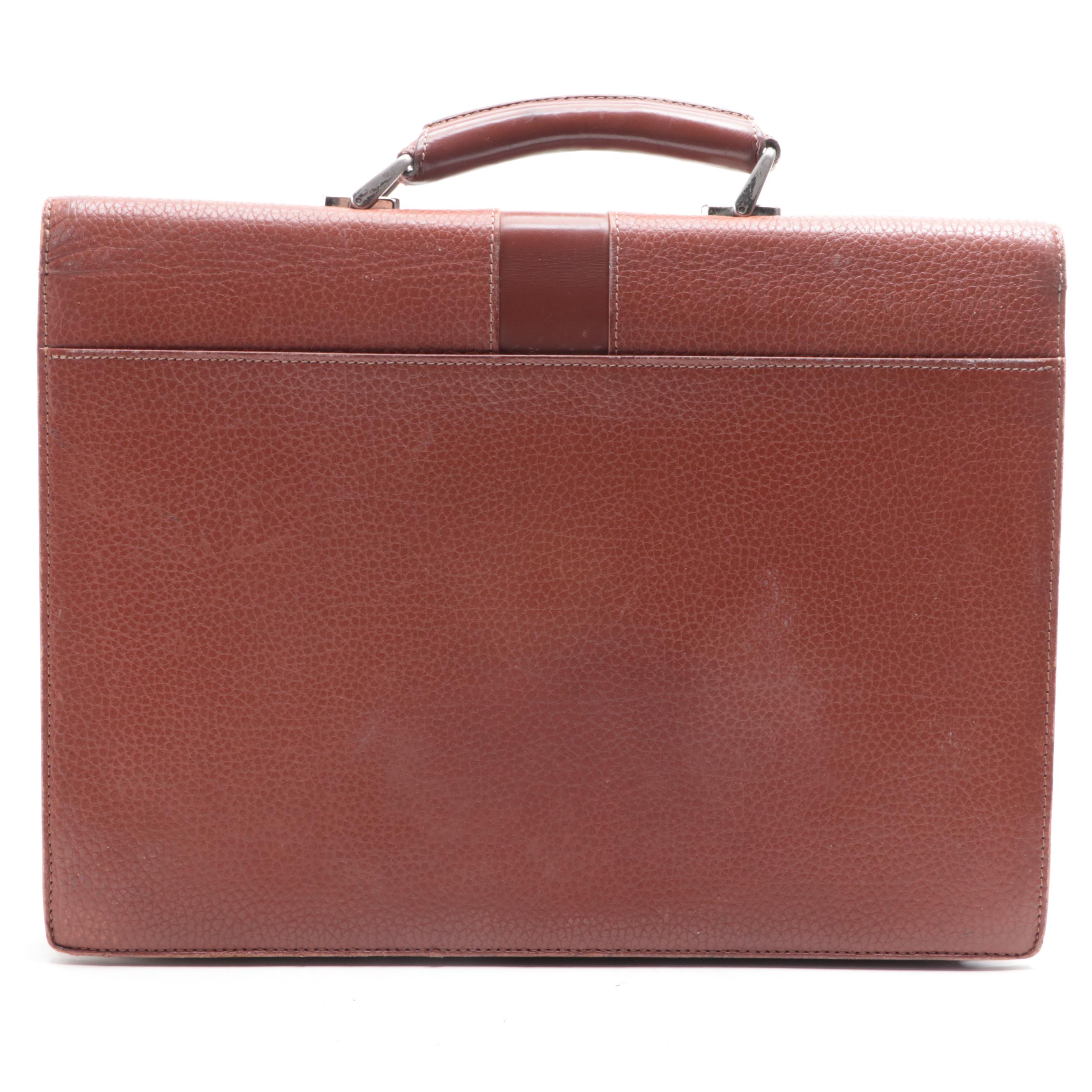 Burberry Slim Briefcase in Pebbled and Smooth Leather