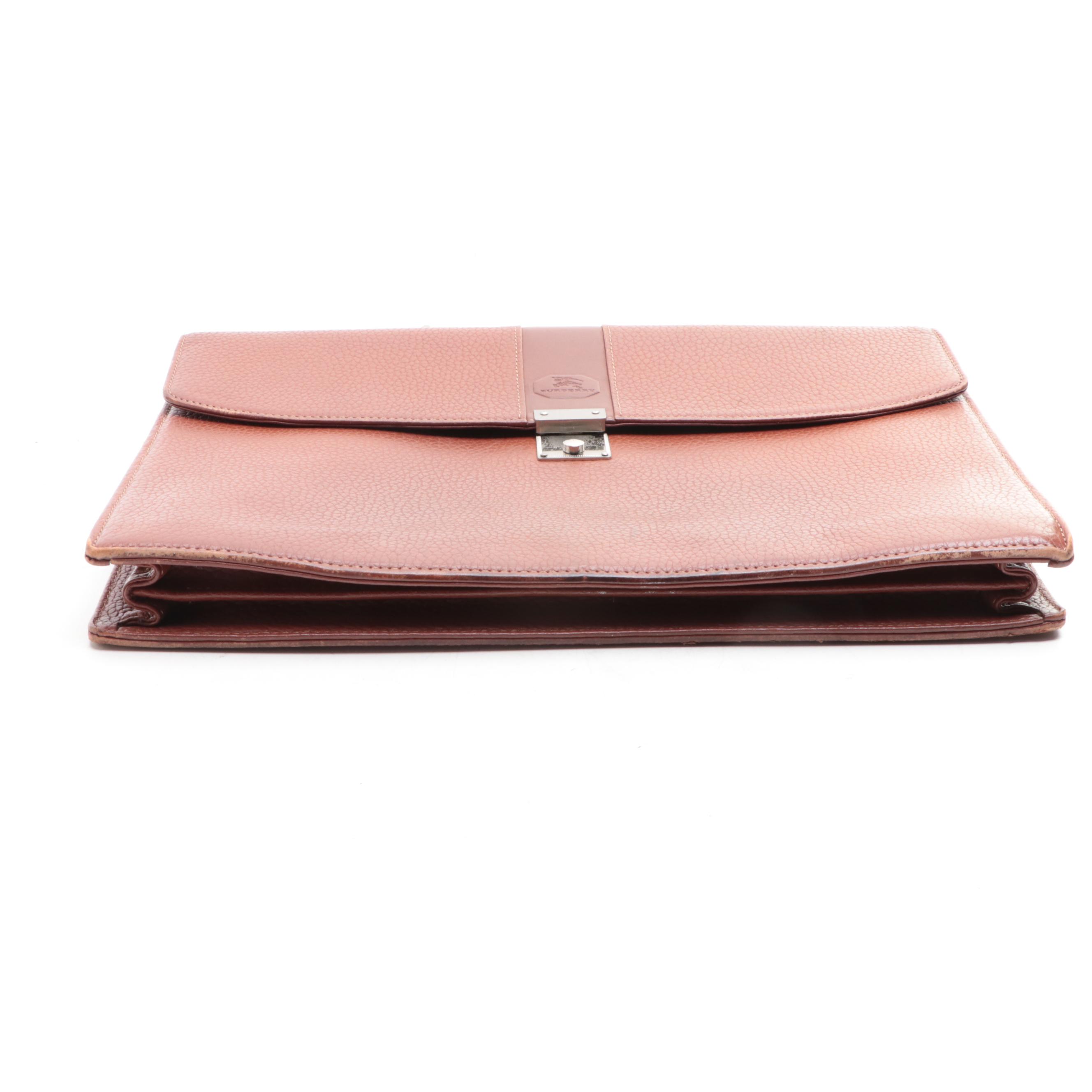 Burberry Slim Briefcase in Pebbled and Smooth Leather