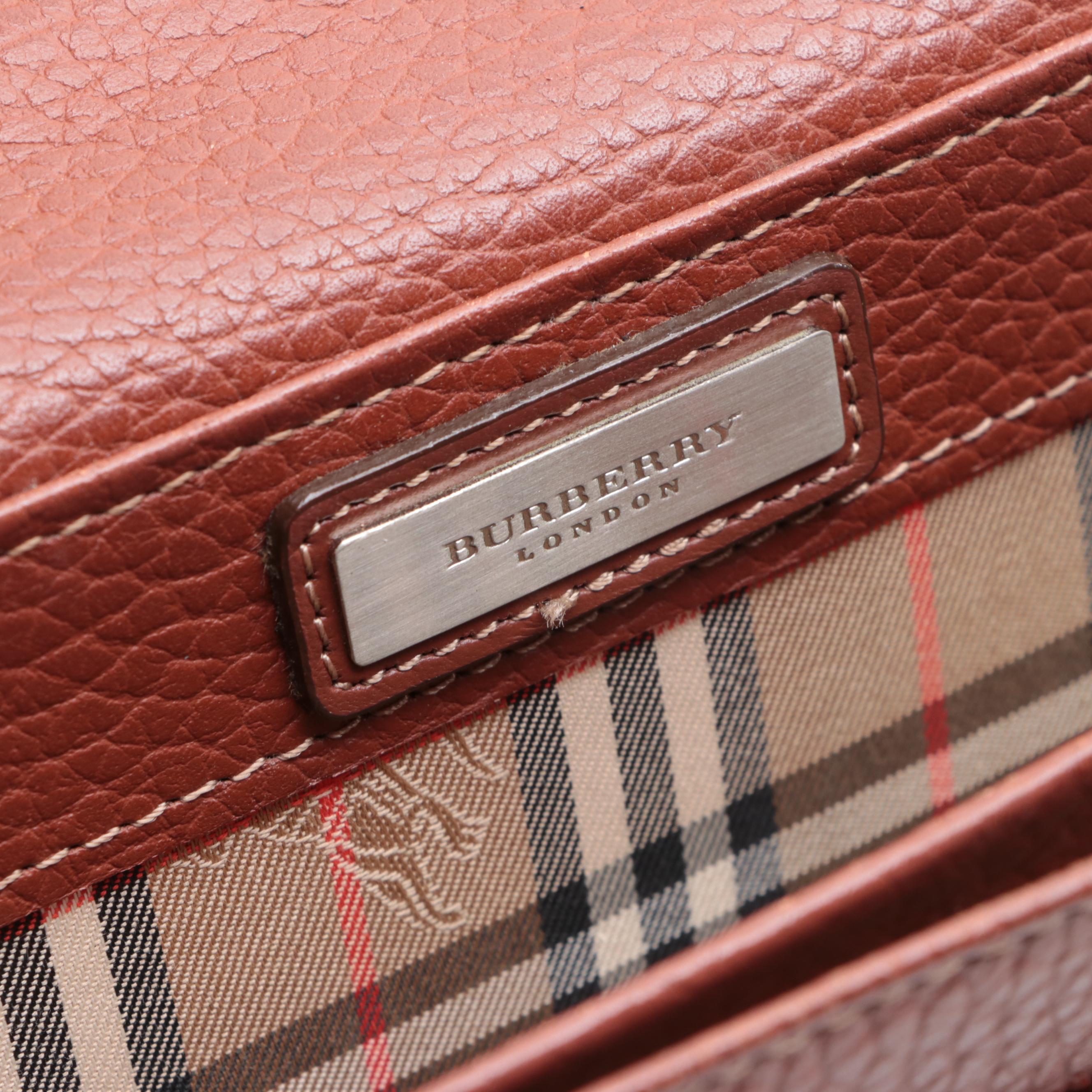 Burberry Slim Briefcase in Pebbled and Smooth Leather