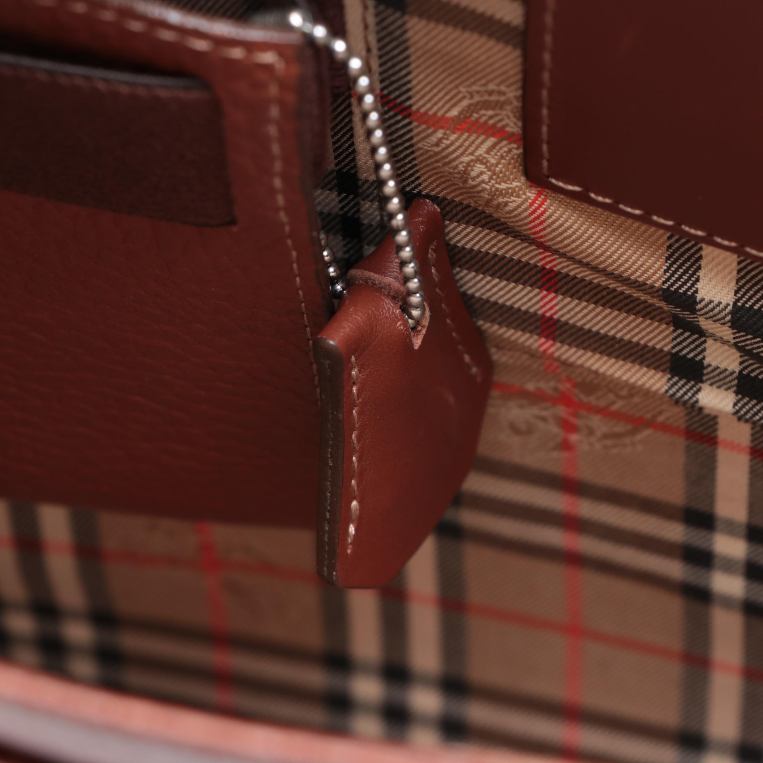 Burberry Slim Briefcase in Pebbled and Smooth Leather