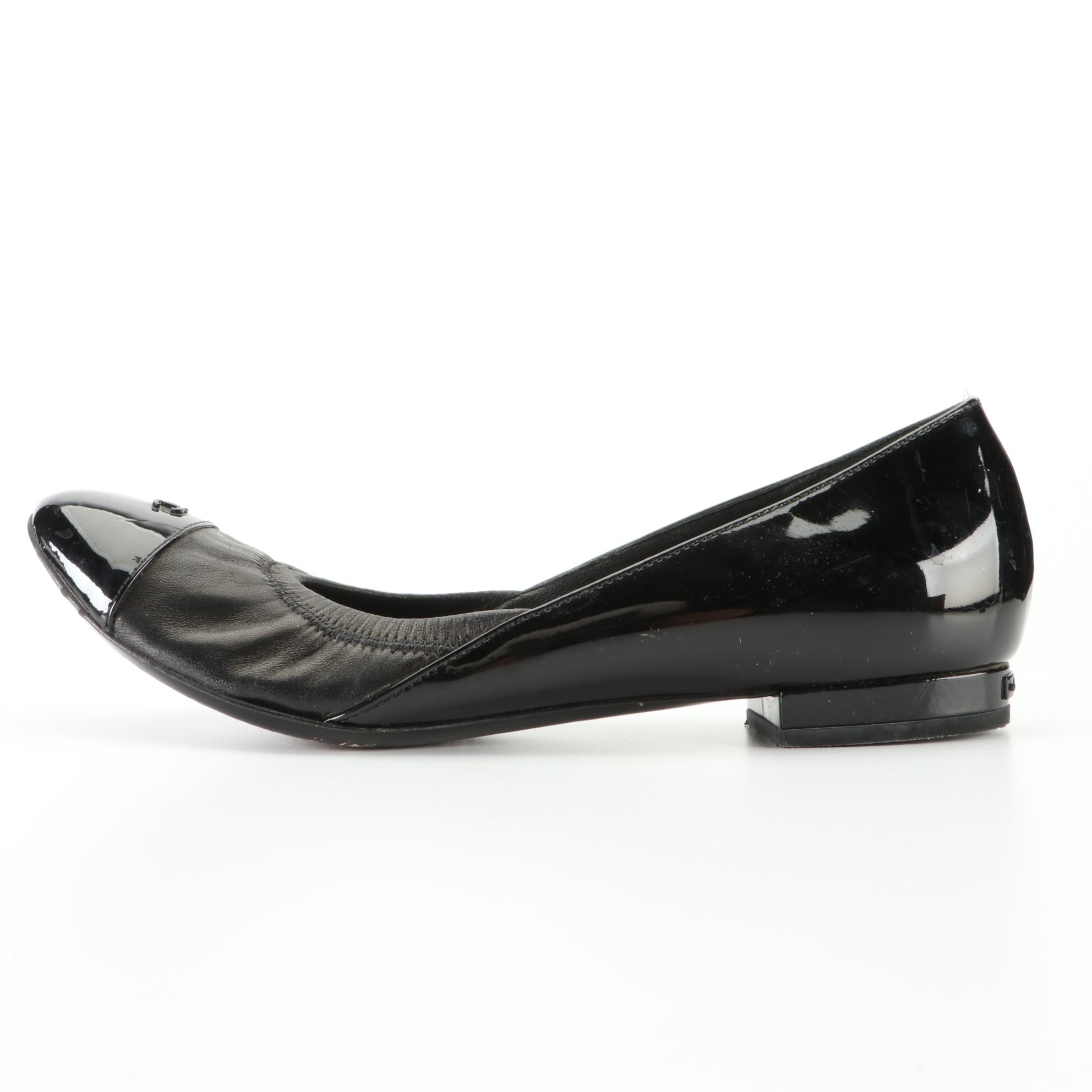 Chanel CC Cap Toe Ballet Flats in Leather and Patent Leather