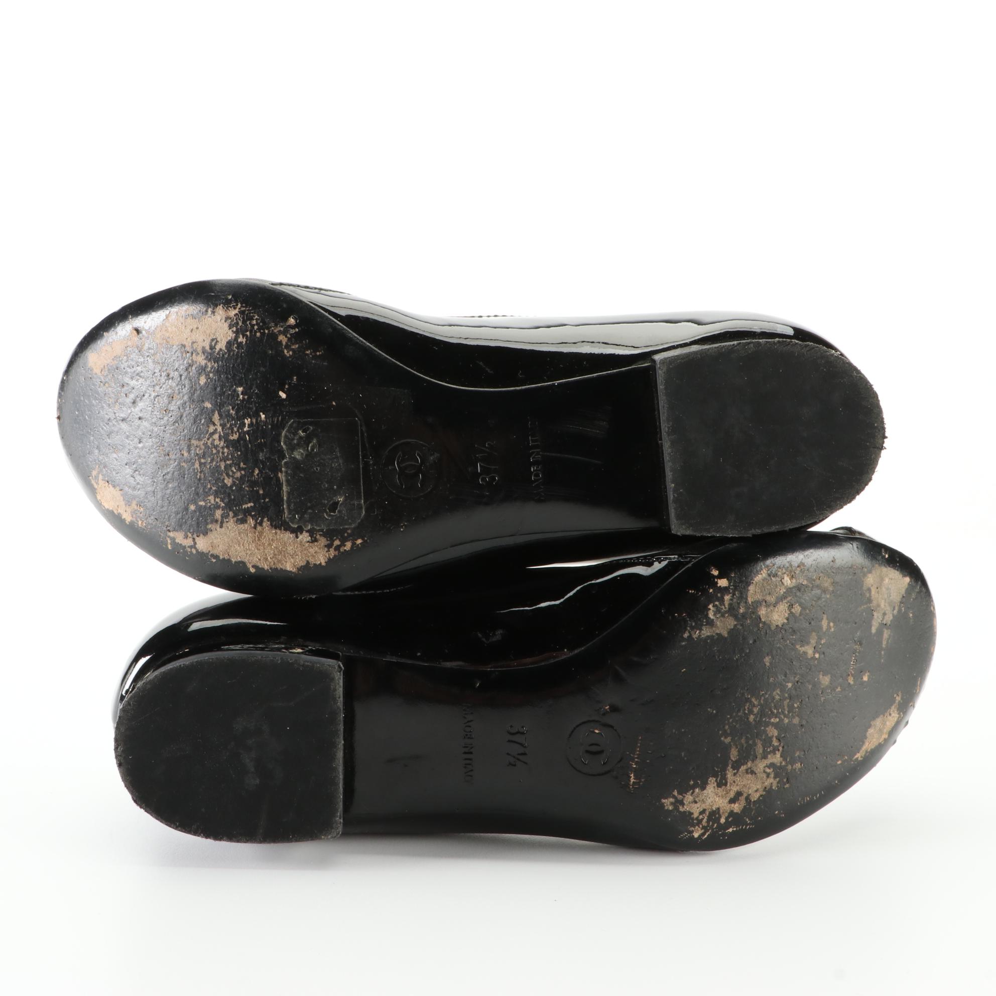 Chanel CC Cap Toe Ballet Flats in Leather and Patent Leather