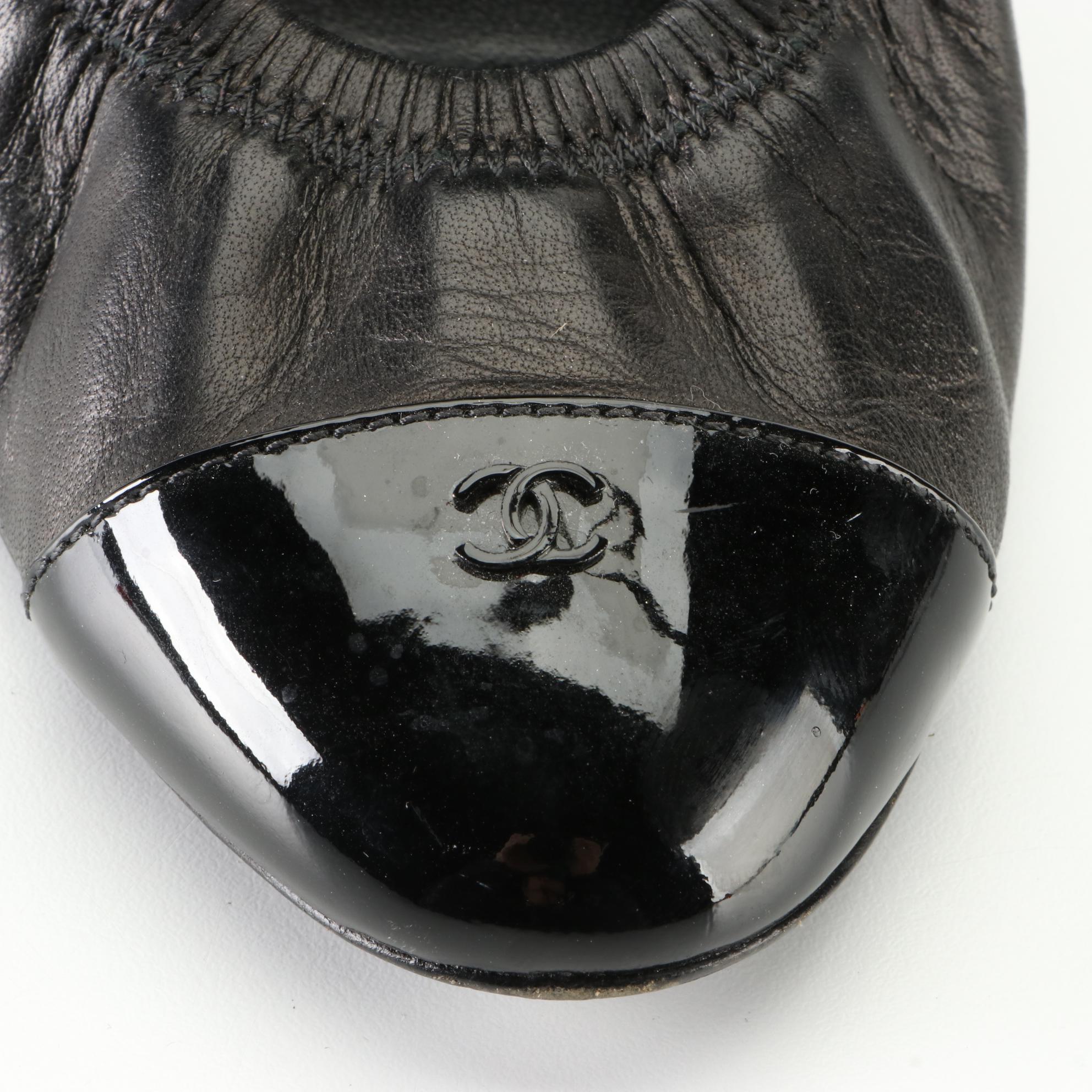 Chanel CC Cap Toe Ballet Flats in Leather and Patent Leather