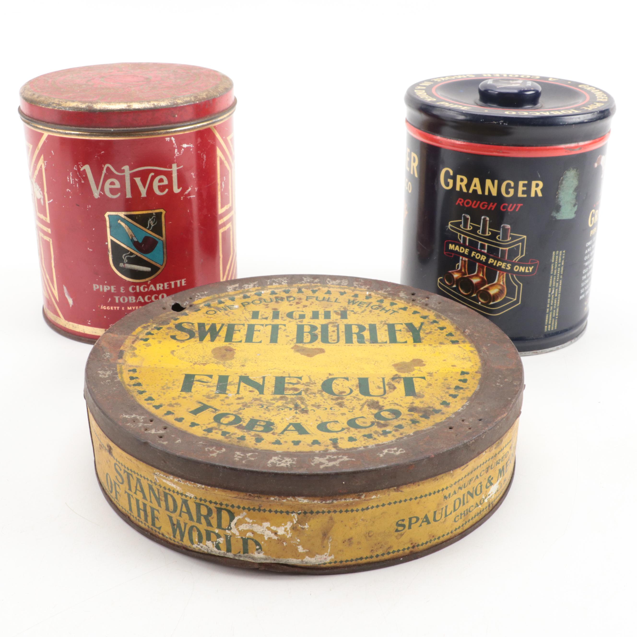 Sweet Burley, Velvet, Granger, Union Leader, Old Gold and Other Tobacco Tins