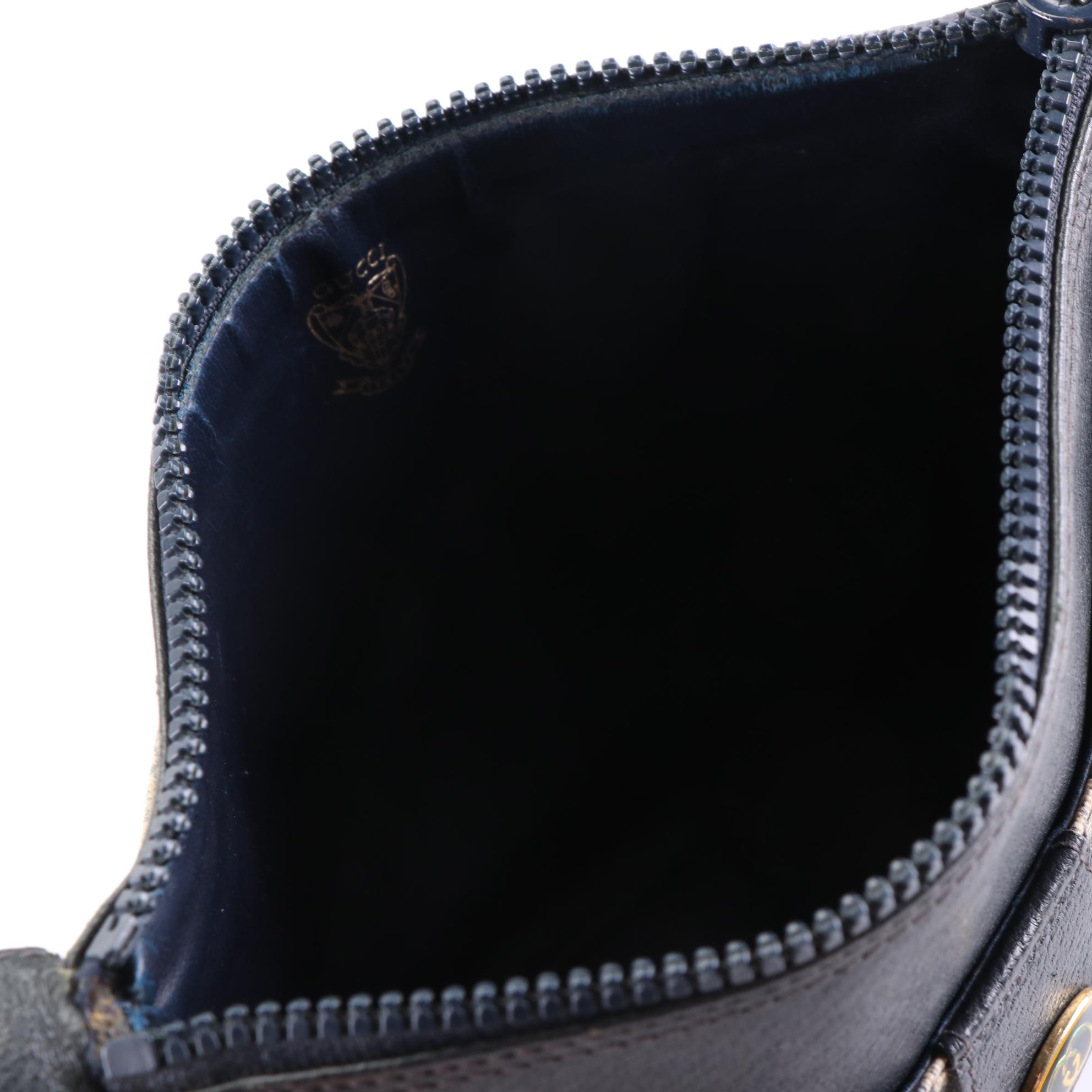 Gucci GG Supreme Canvas and Leather Zip Pouch