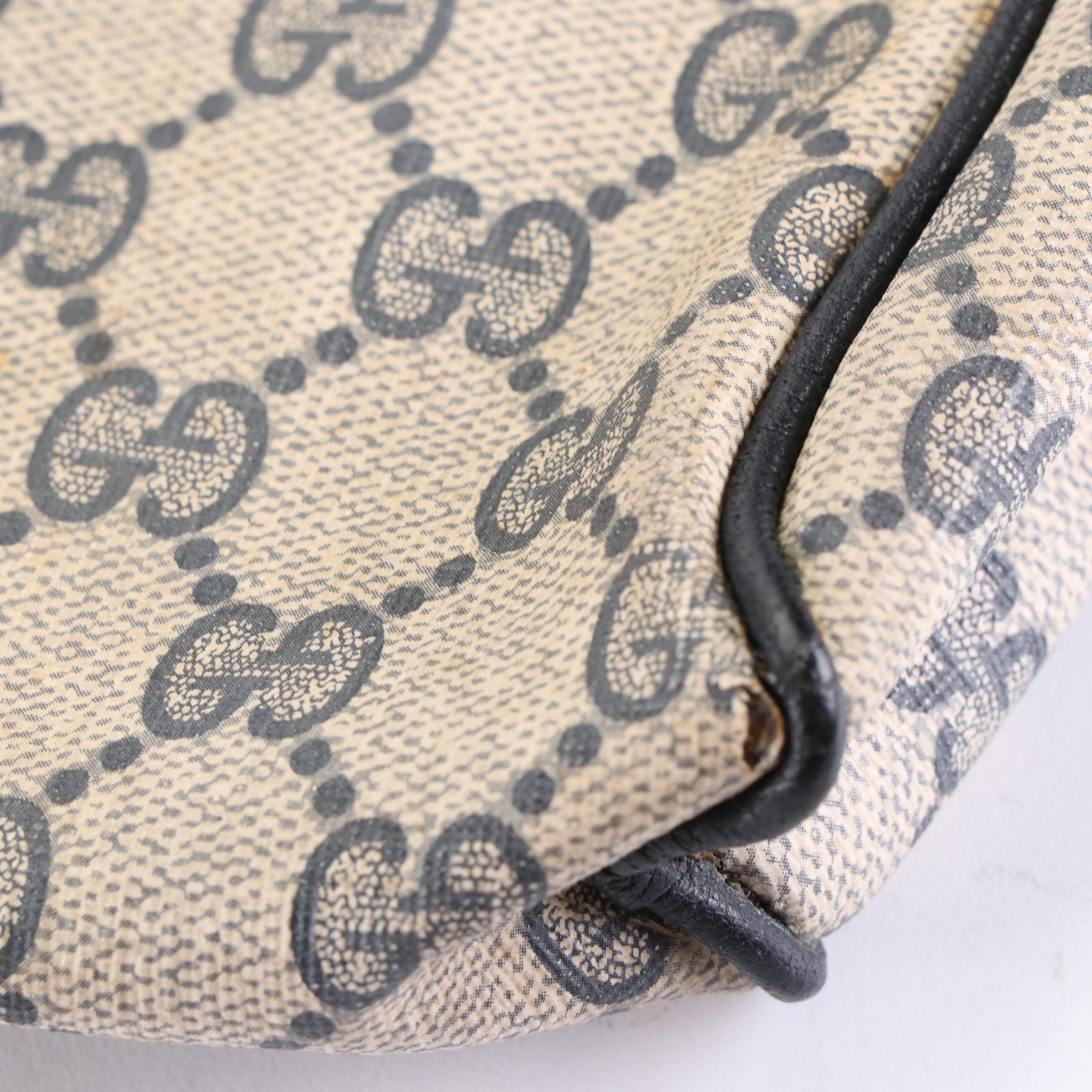 Gucci GG Supreme Canvas and Leather Zip Pouch