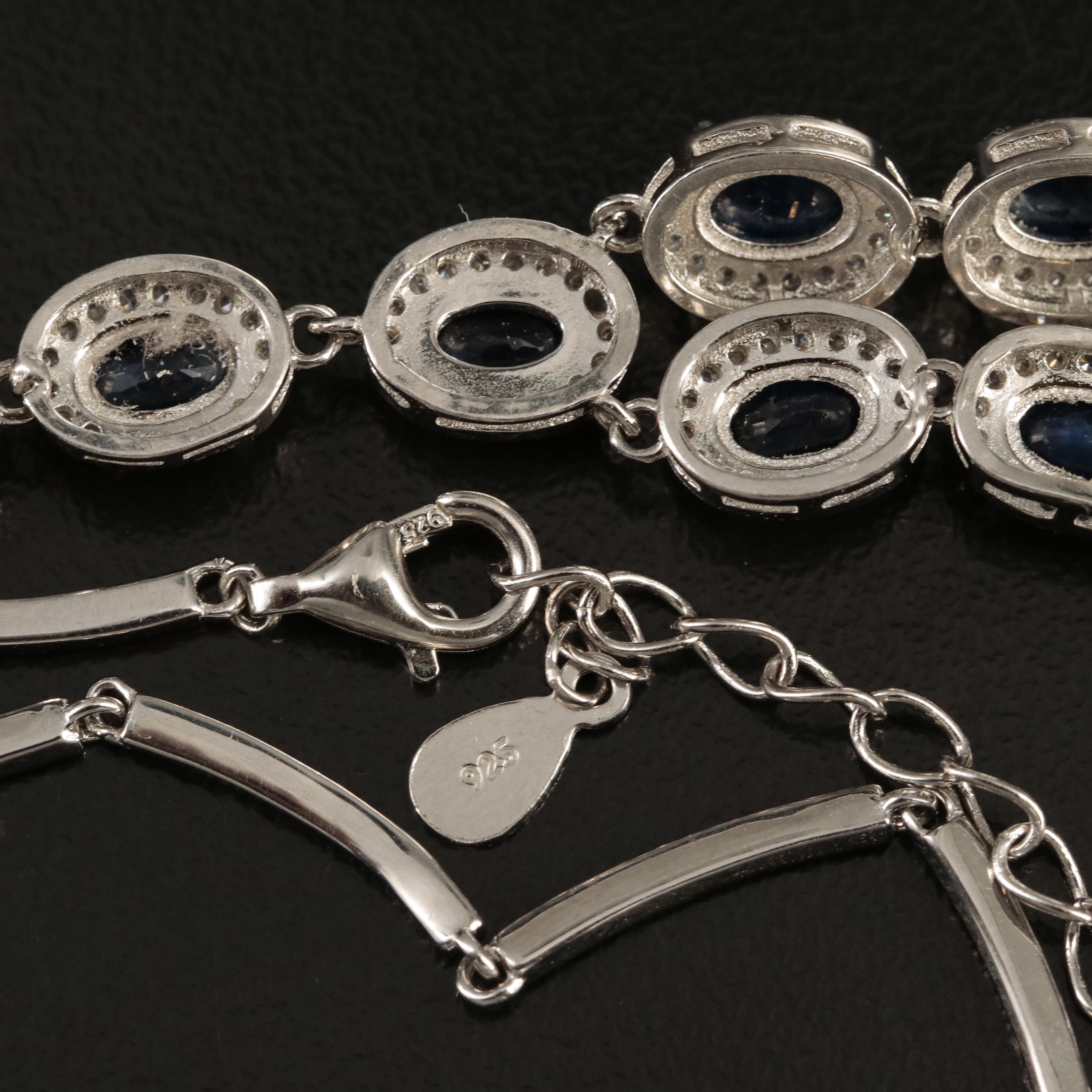 Sterling Sapphire and Cubic Zirconia Necklace