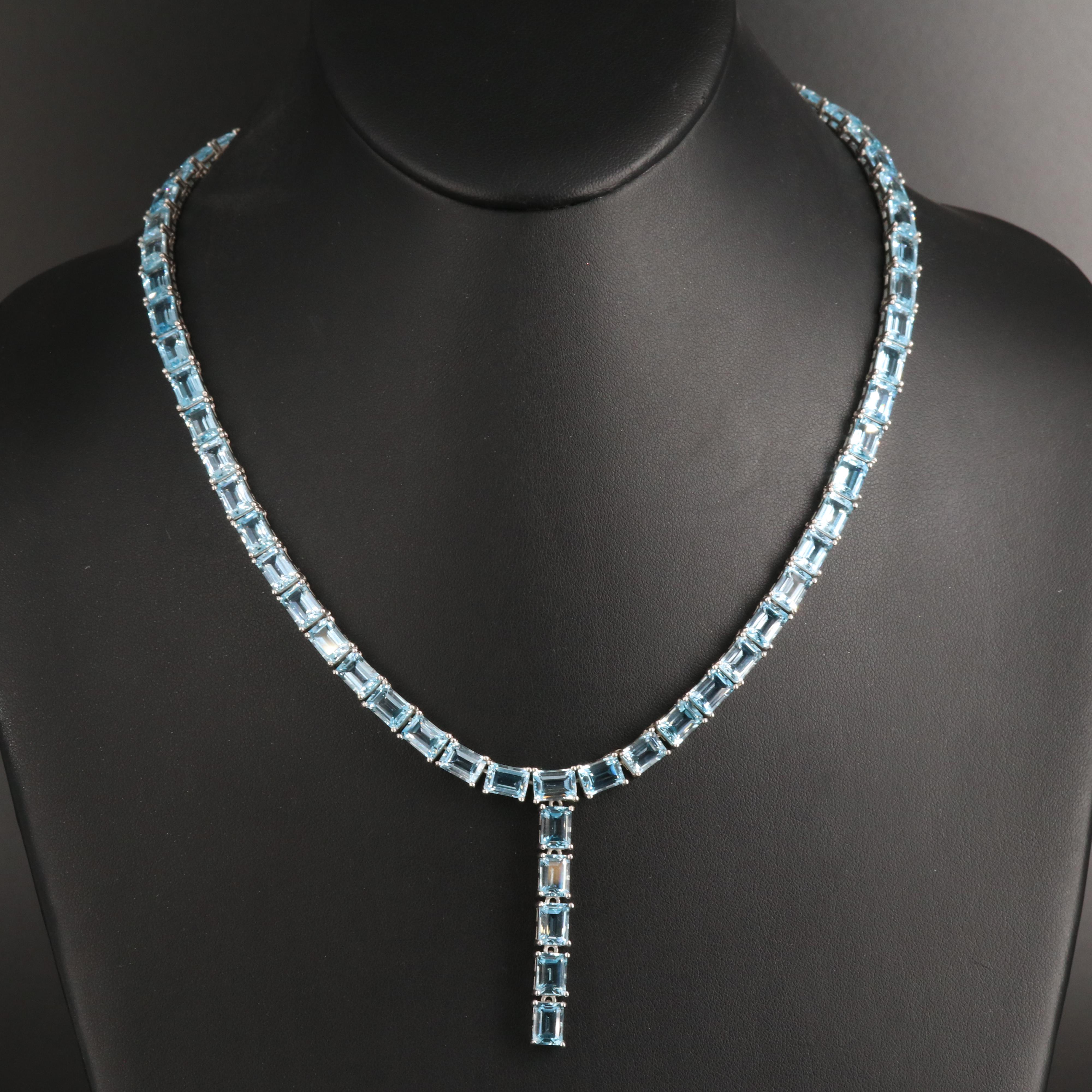 Sterling Sky Blue Topaz Y Necklace