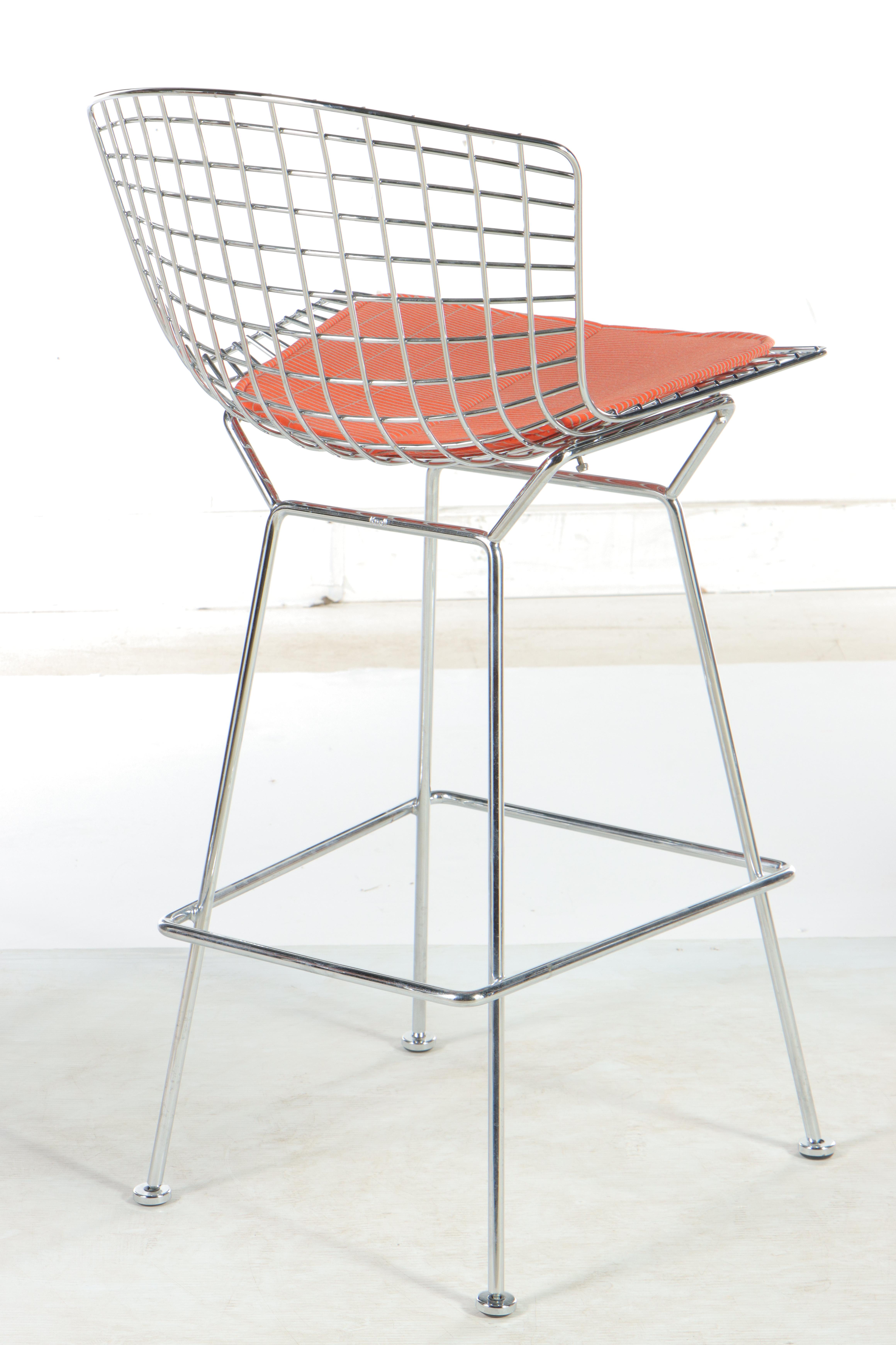 Three Harry Bertoia for Knoll, Inc. Chromed Steel Wire Barstools